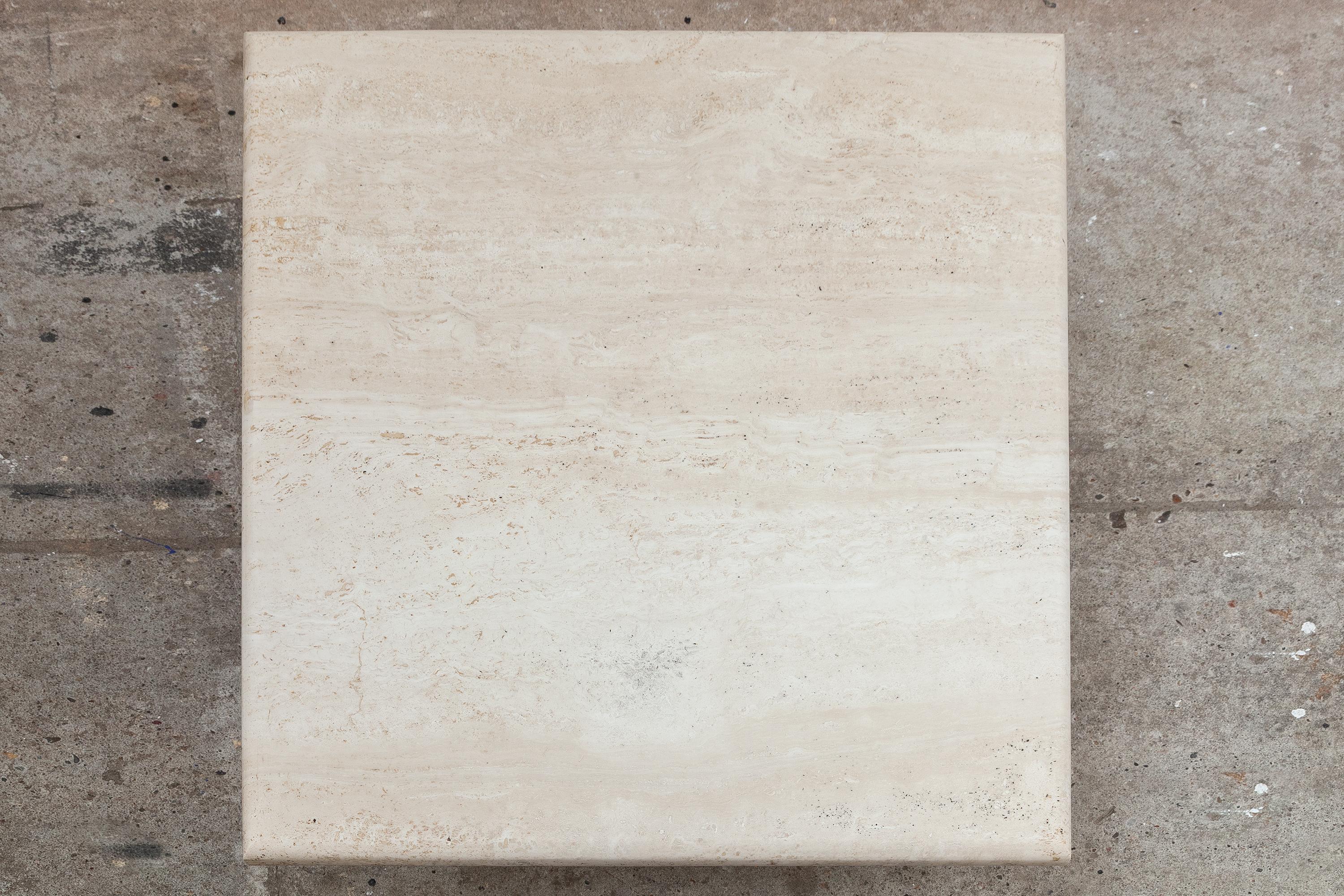 Hand-Crafted Square Travertine Modern Coffee Table