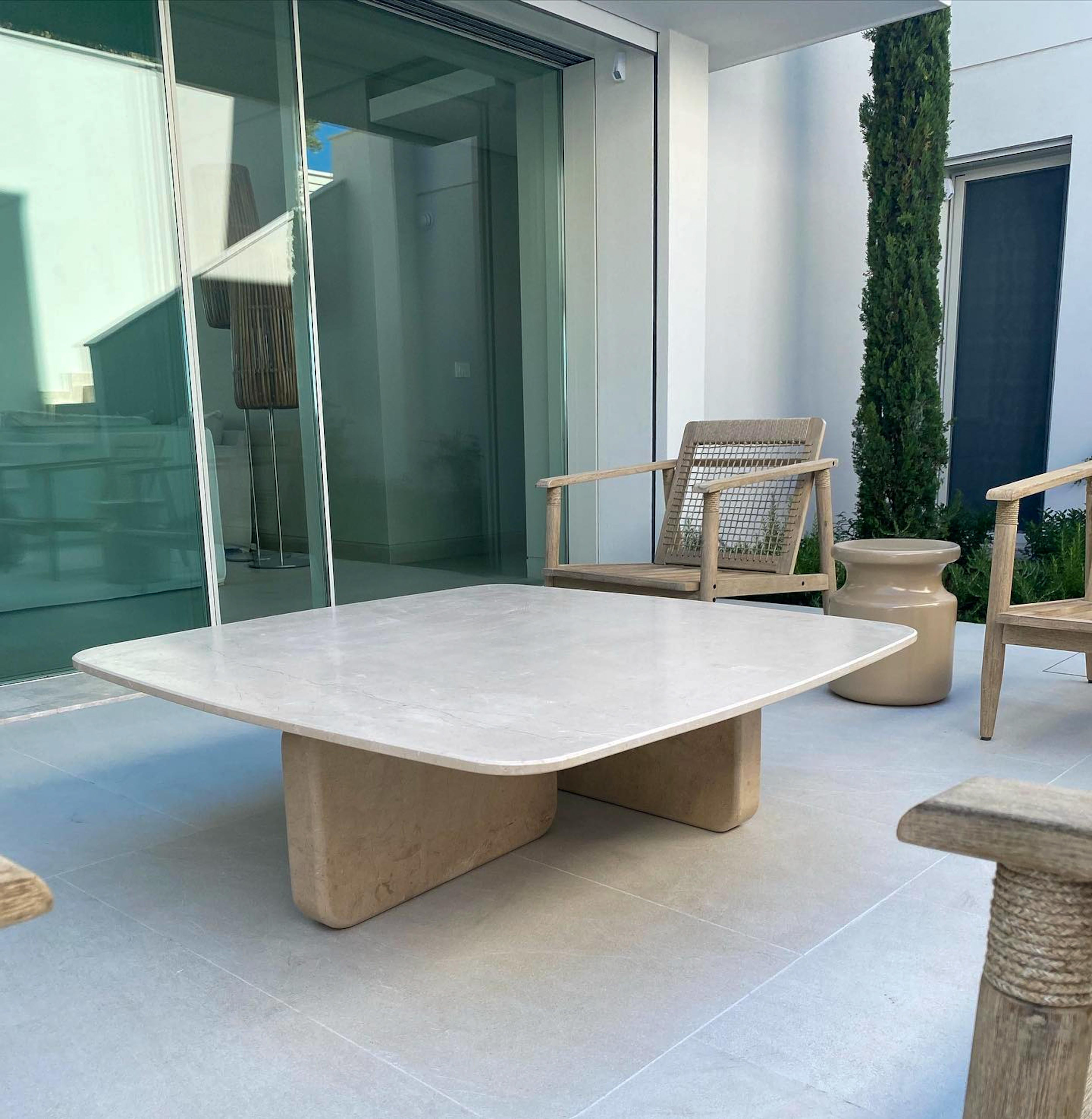 Turkish Square Travertine Natural Stone Coffee Table - Custom Large Marble Center Table For Sale
