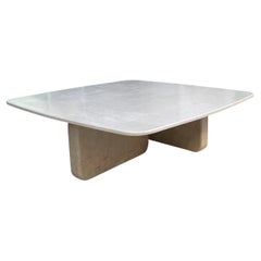 Square Travertine Natural Stone Coffee Table - Custom Large Marble Center Table