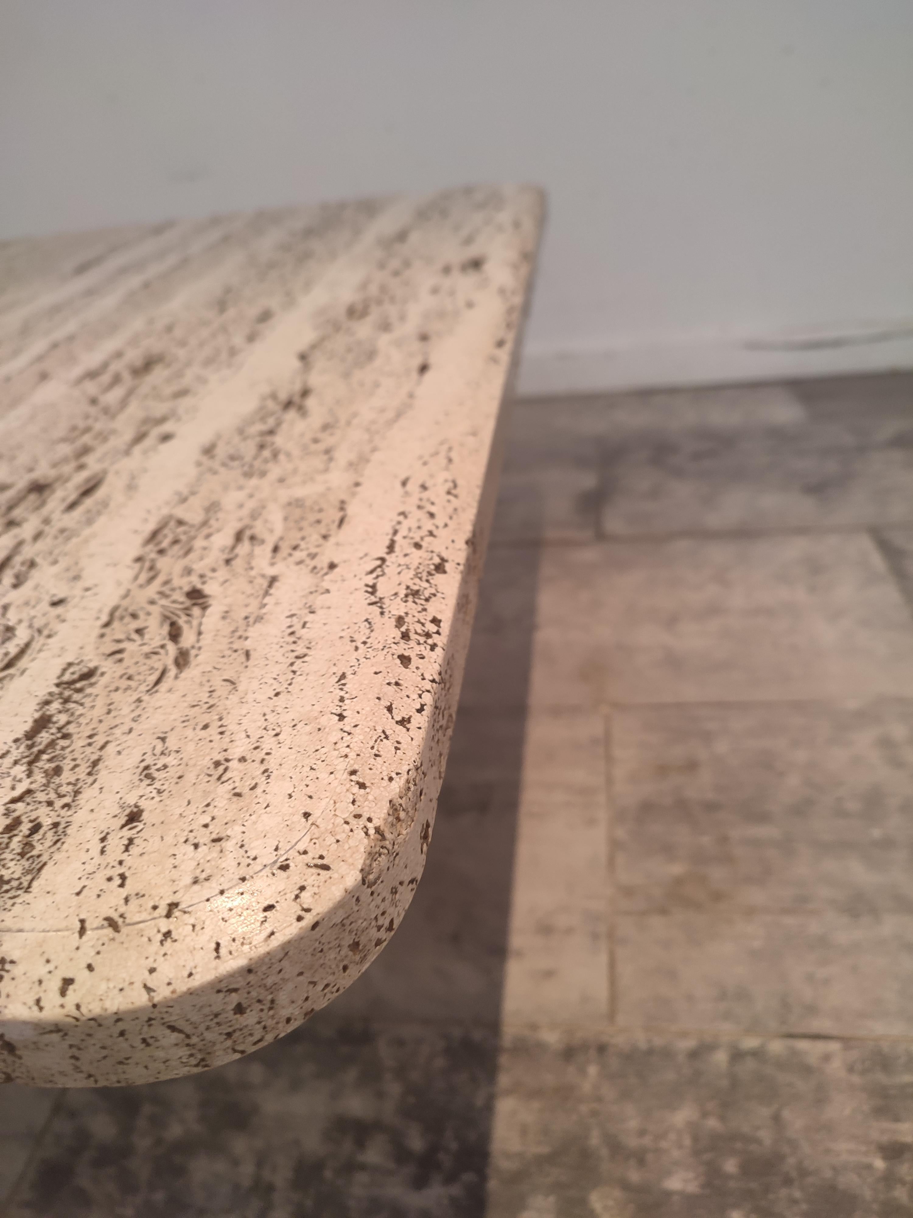 Square Travertine Rough Coffee Table from France In Good Condition For Sale In Waasmunster, BE