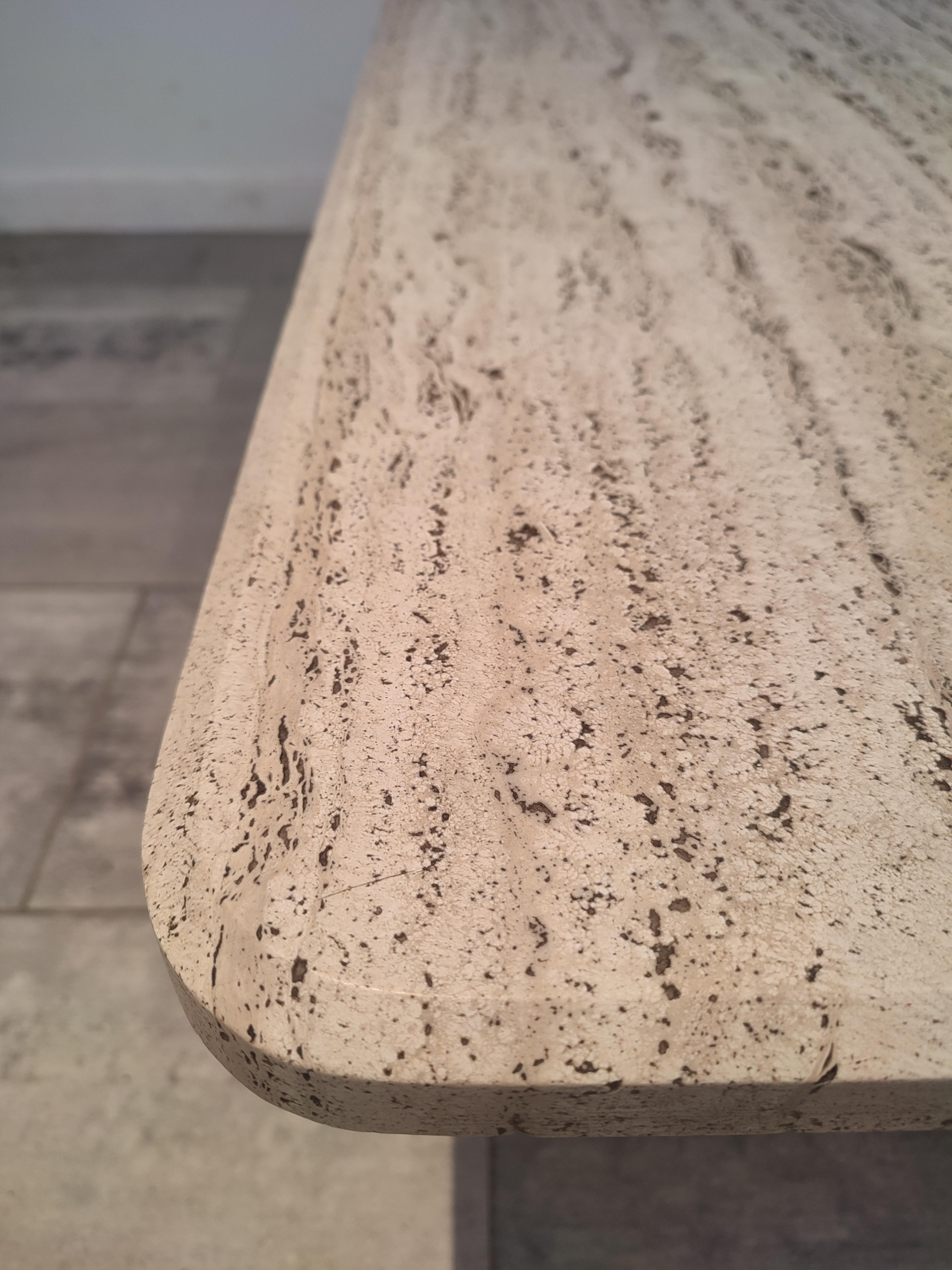 Square Travertine Rough Coffee Table from France In Good Condition For Sale In Waasmunster, BE