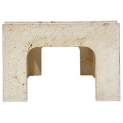 Square Travertine Side Table, 1970s