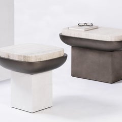 Square Travertine Side Table, Olympia by Stephane Parmentier for Giobagnara