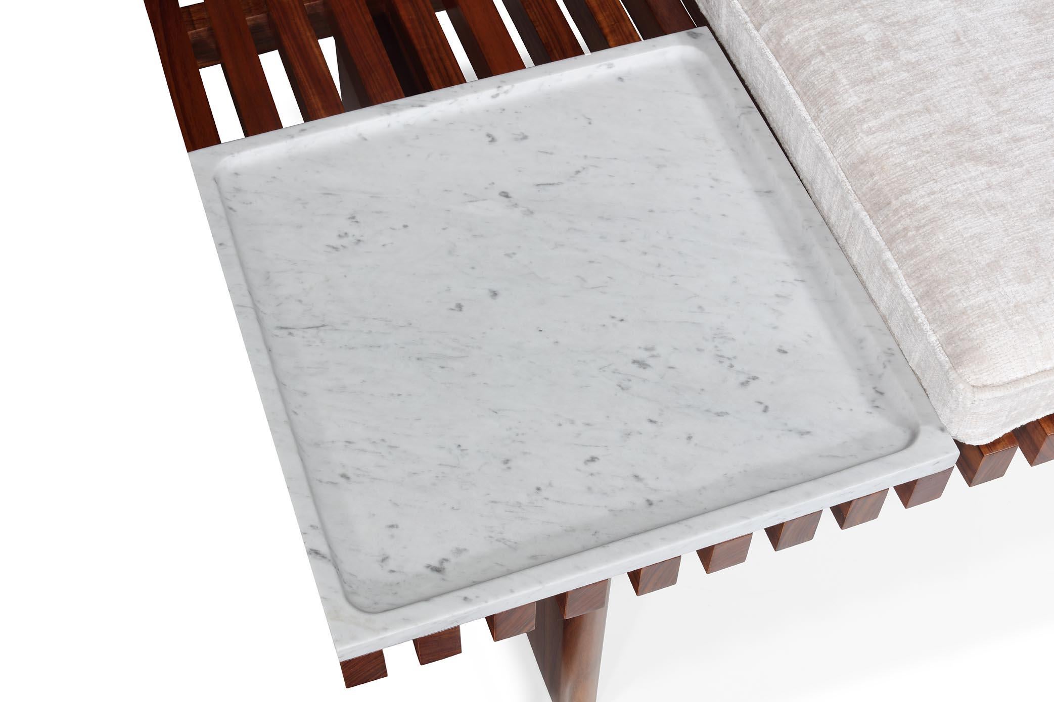 Contemporary Square Tray - Carrara Marble For Sale