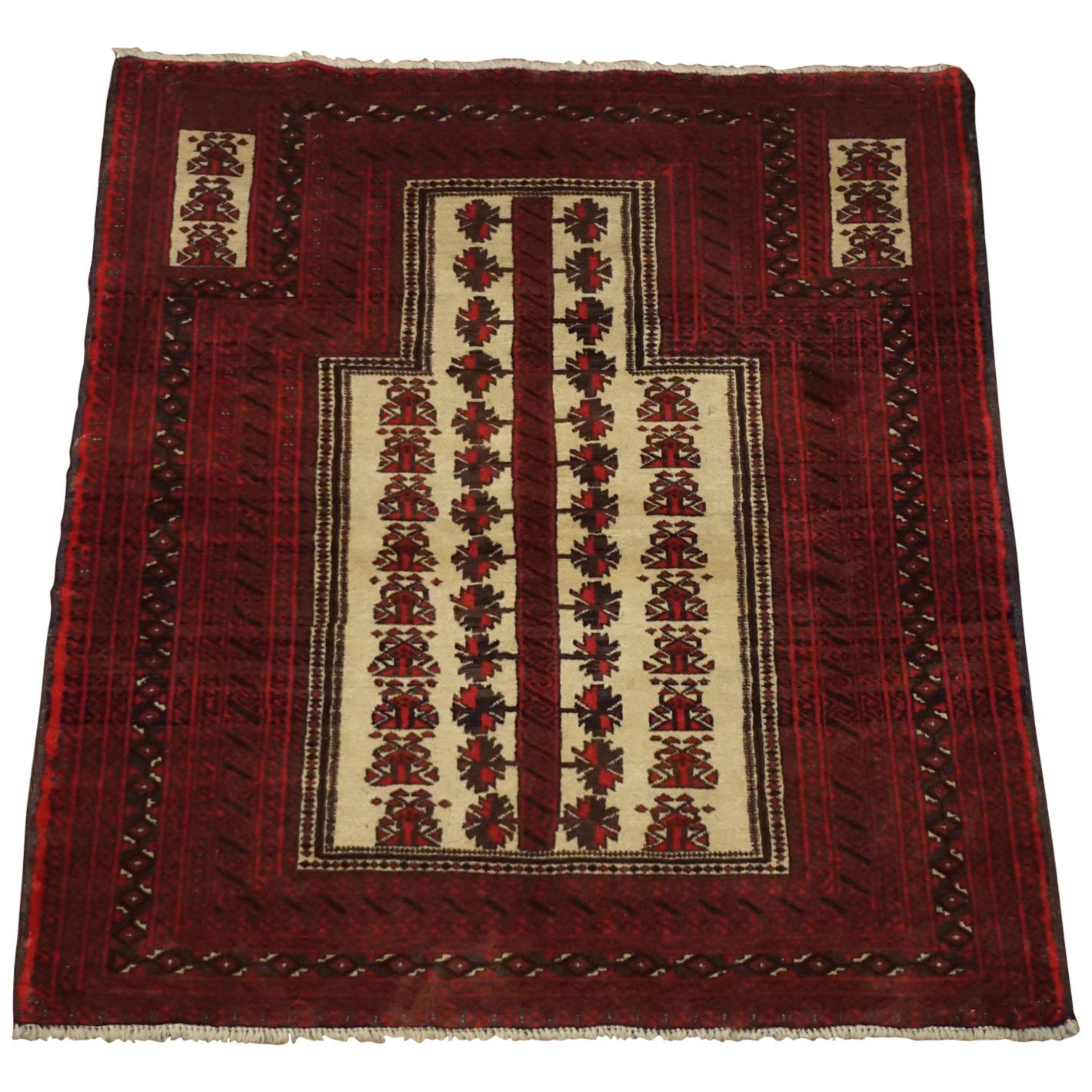 Square Tribal Turkoman Prayer Rug, circa 1960 For Sale