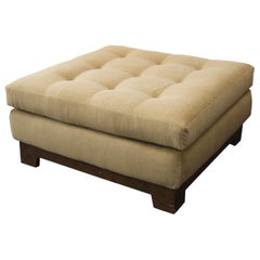 Square Tufted Ottoman Upholstered in Donghia Mohair