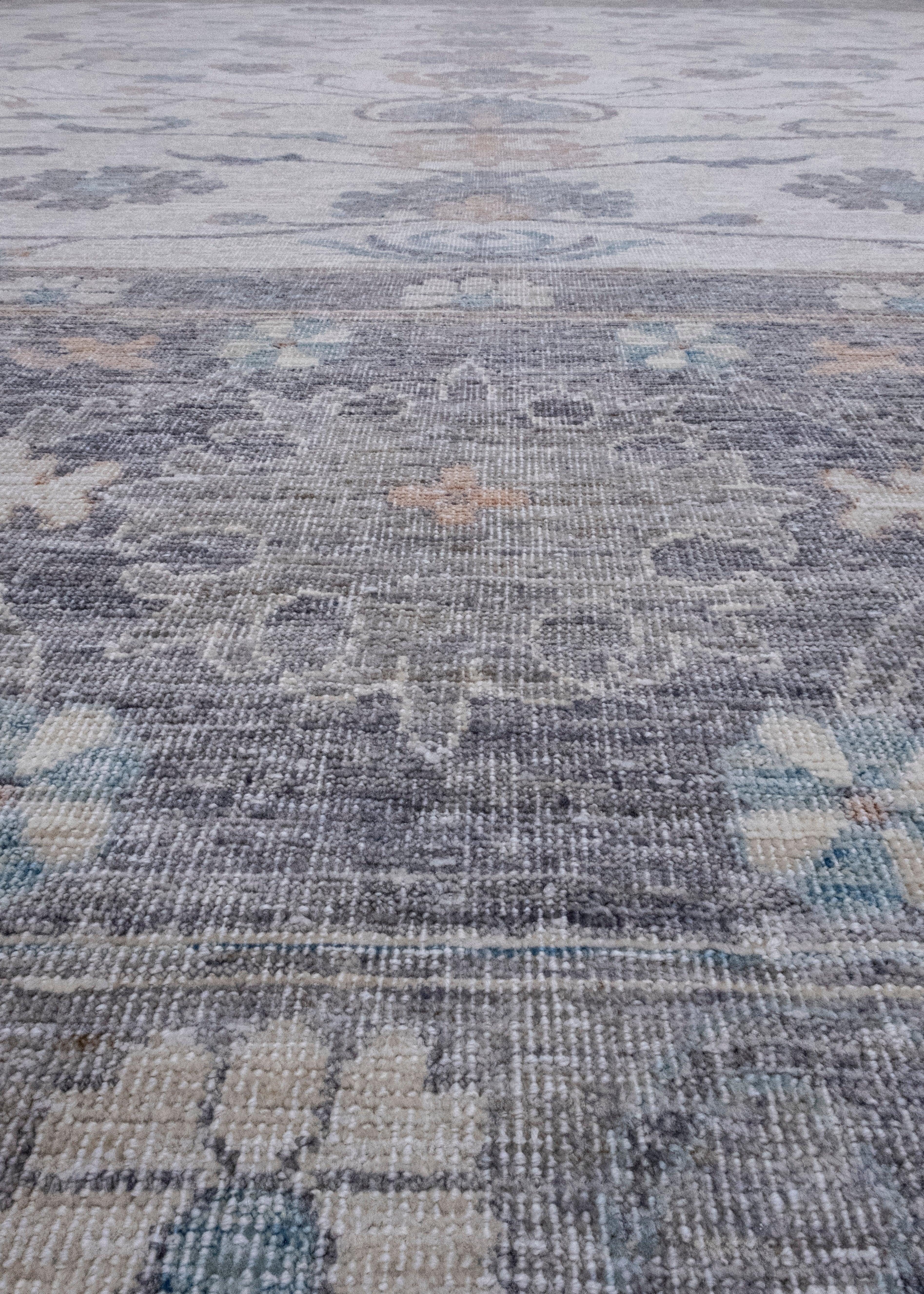 Alfombra turca cuadrada de aspecto antiguo Oushak 15'10