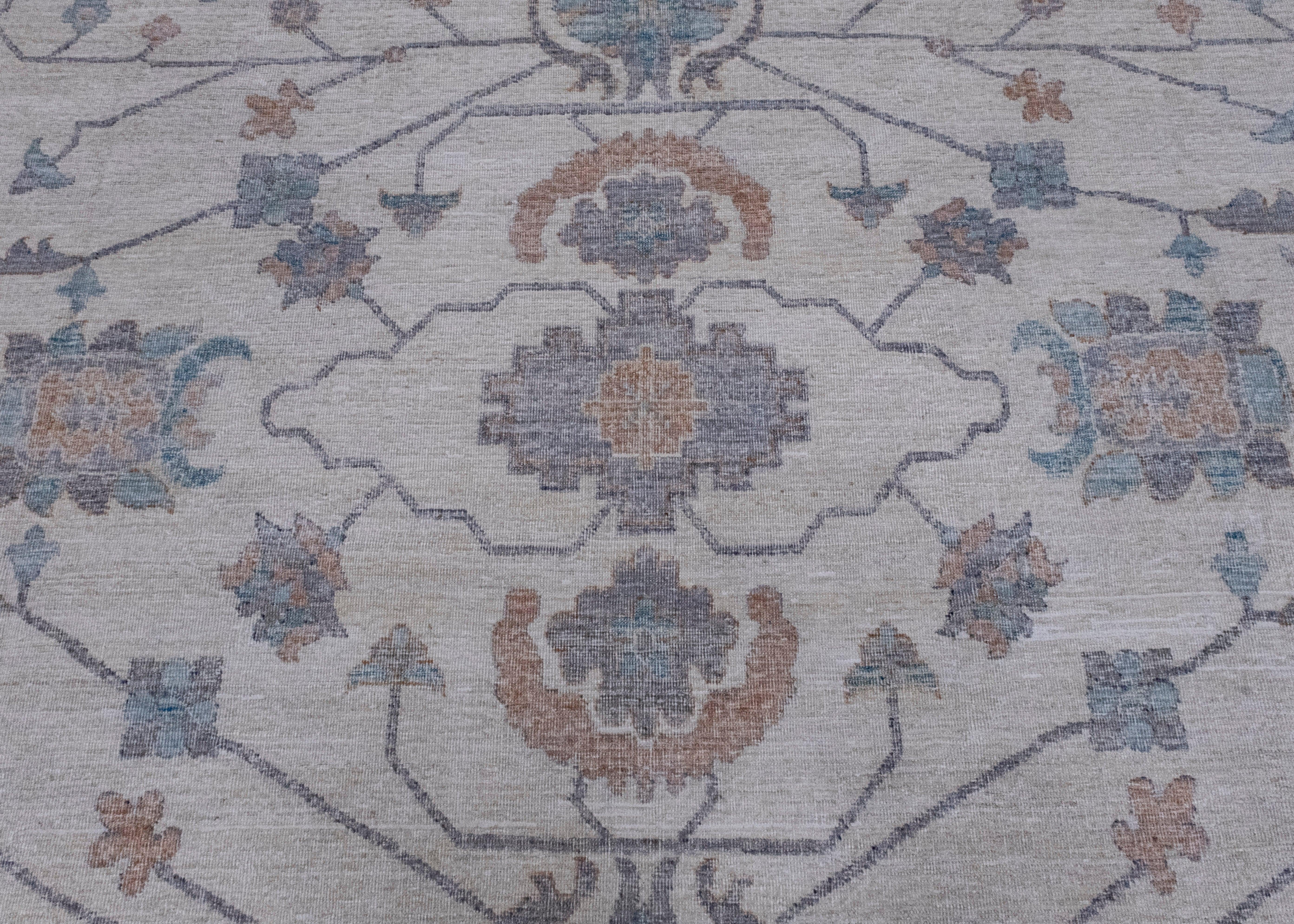 Alfombra turca cuadrada de aspecto antiguo Oushak 15'10