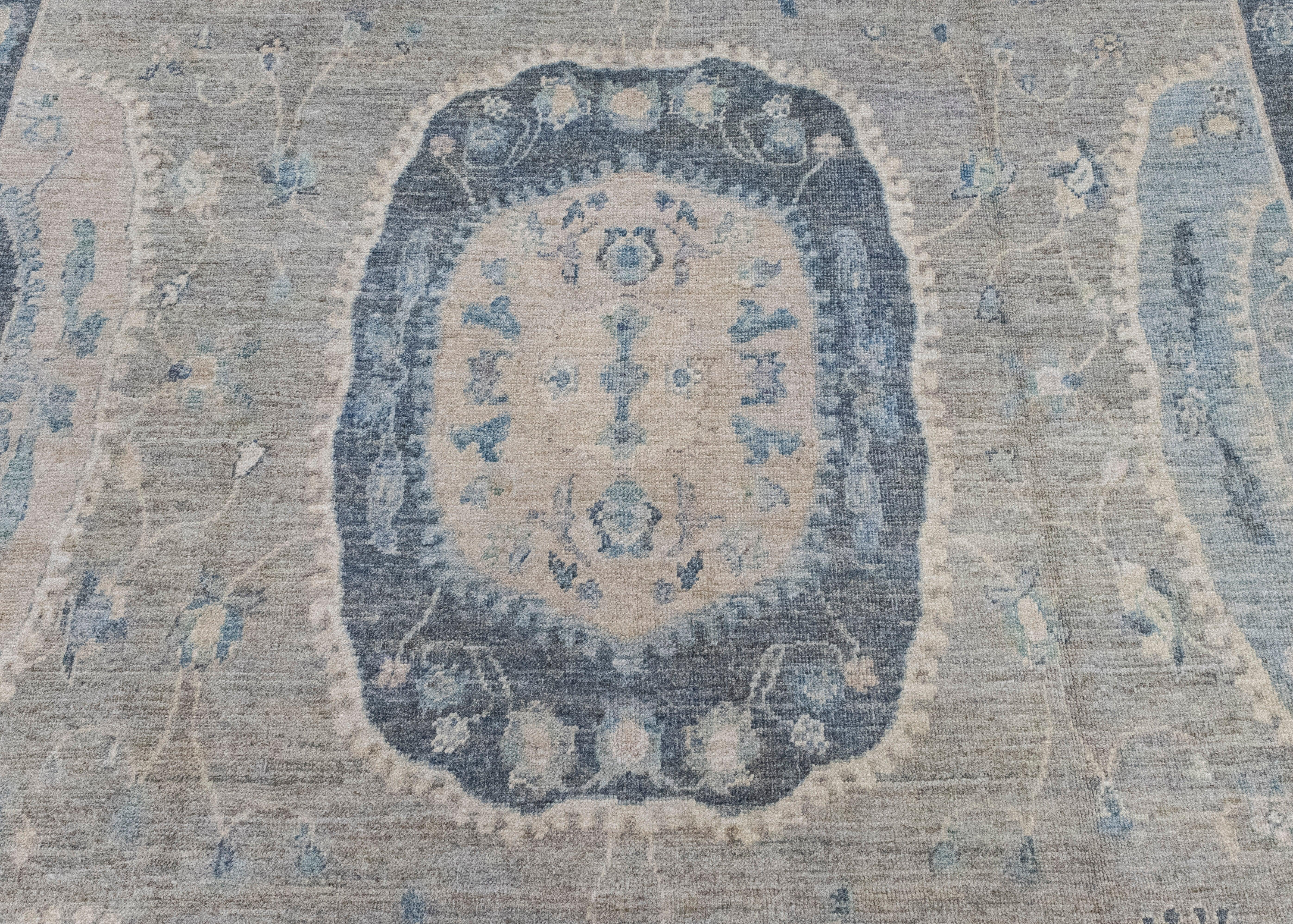 Contemporary Square Turkish Antique Look Oushak Rug 9' x 9'11