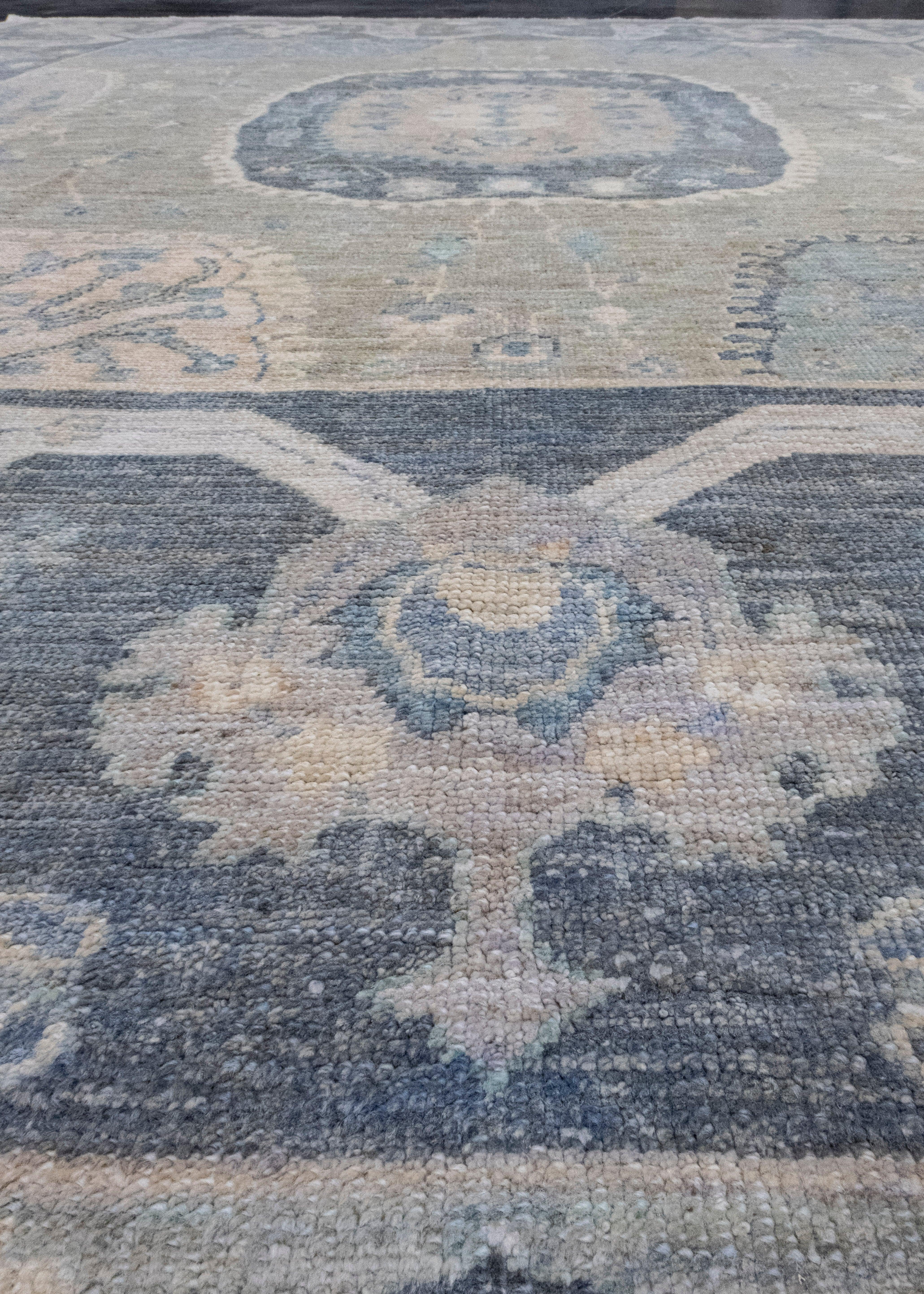Wool Square Turkish Antique Look Oushak Rug 9' x 9'11