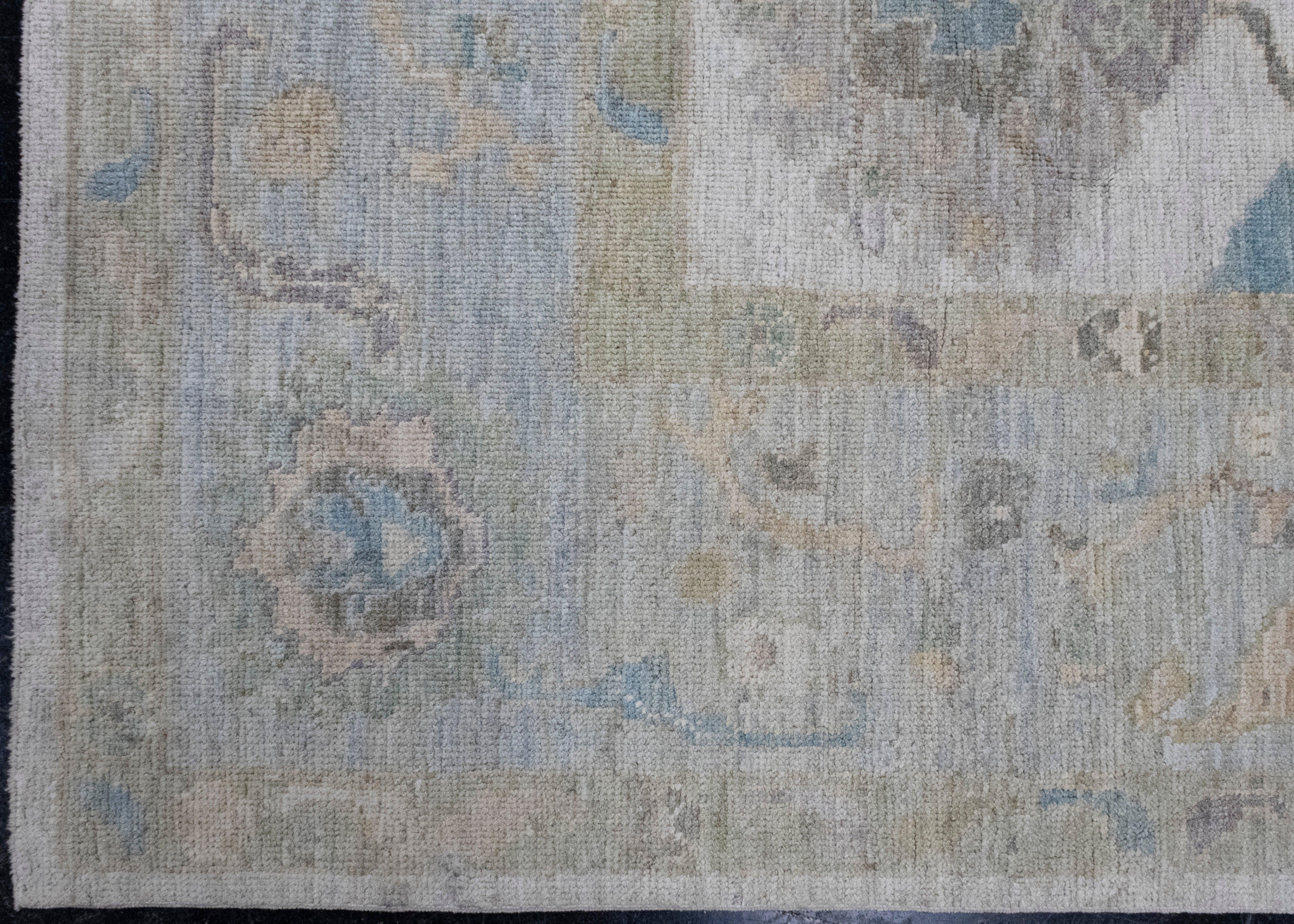 Hand-Knotted Square Turkish Oushak Rug 10' x 10'4