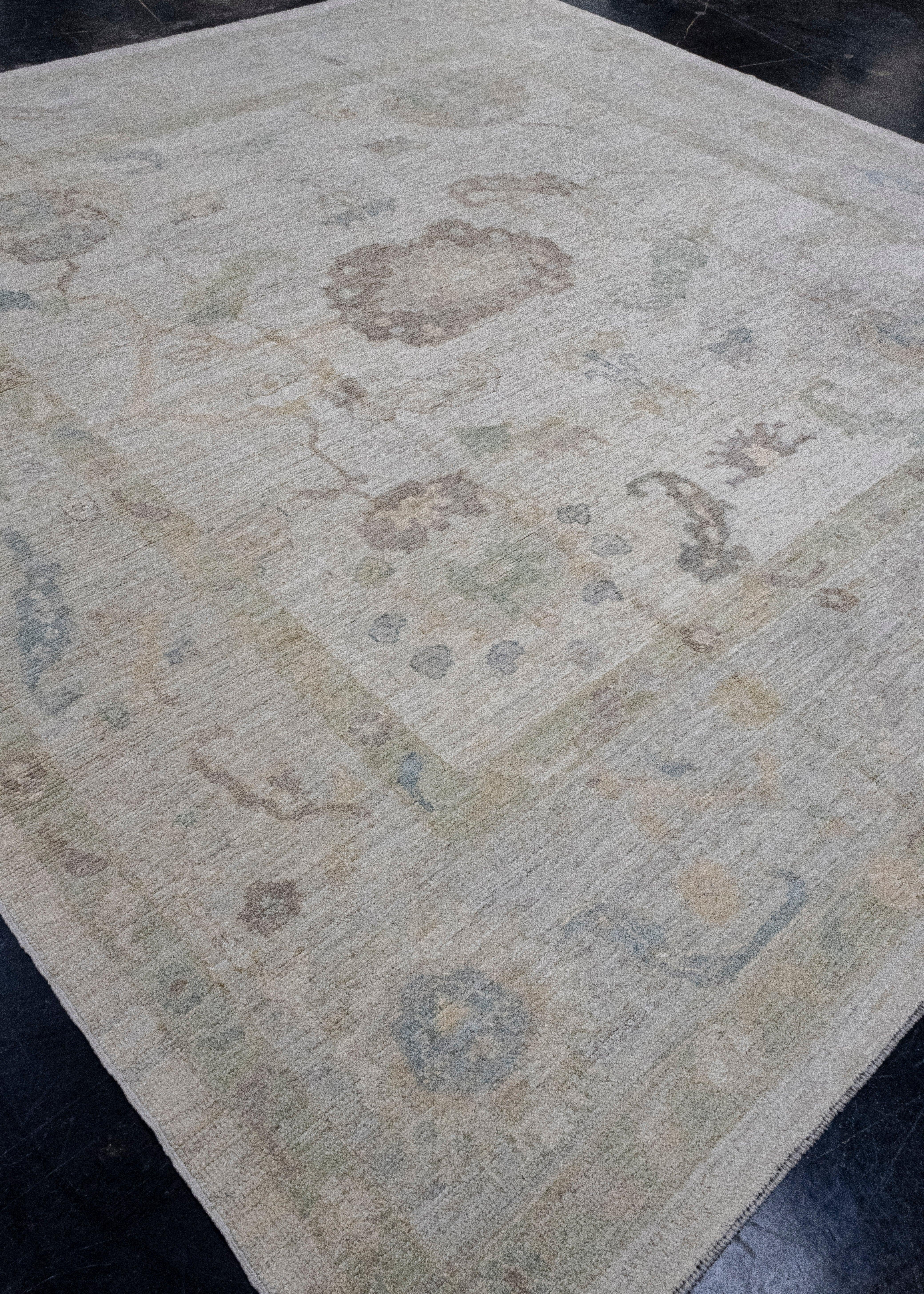 Wool Square Turkish Oushak Rug 10'1
