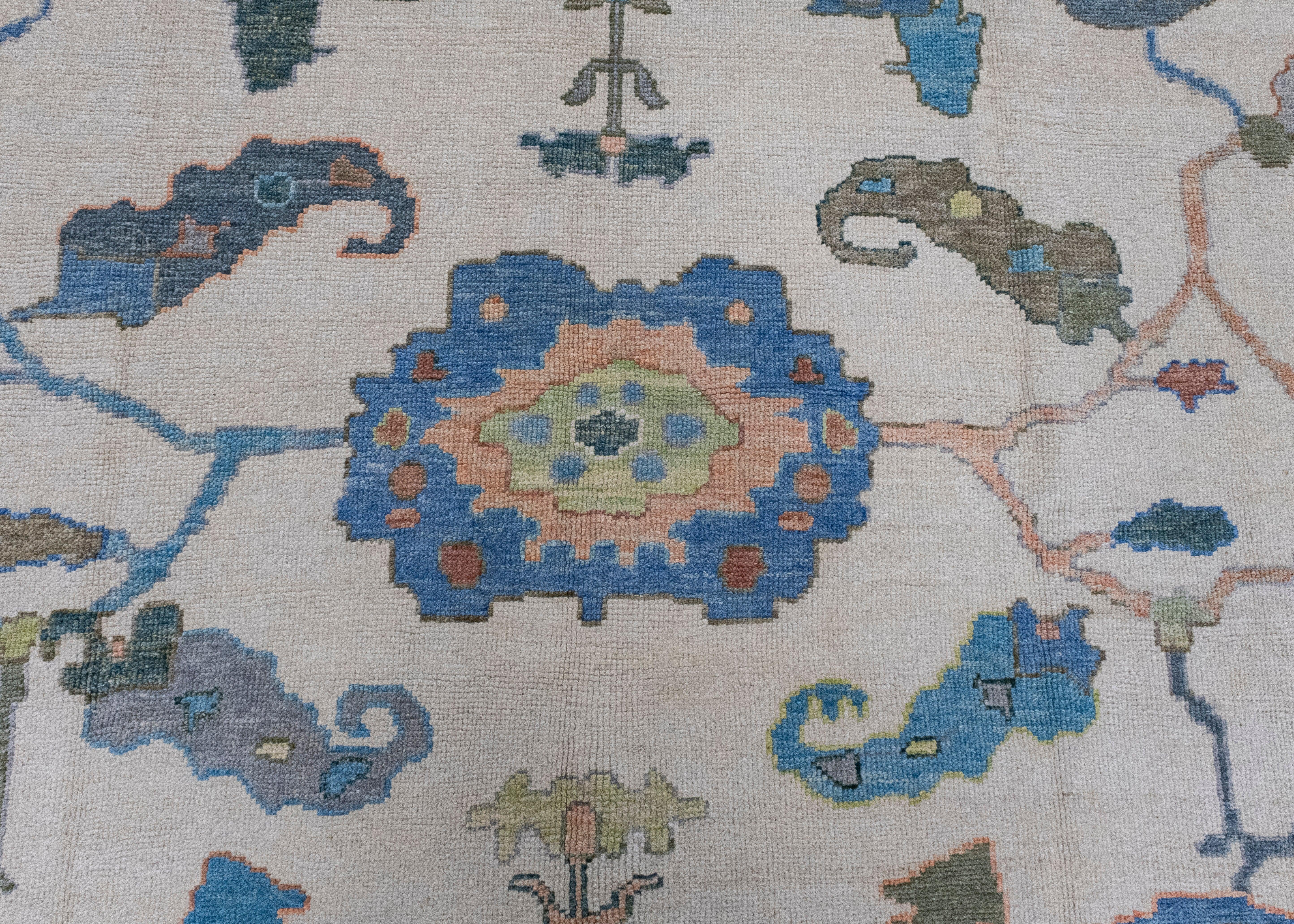 Contemporary Square Turkish Oushak Rug 10'5