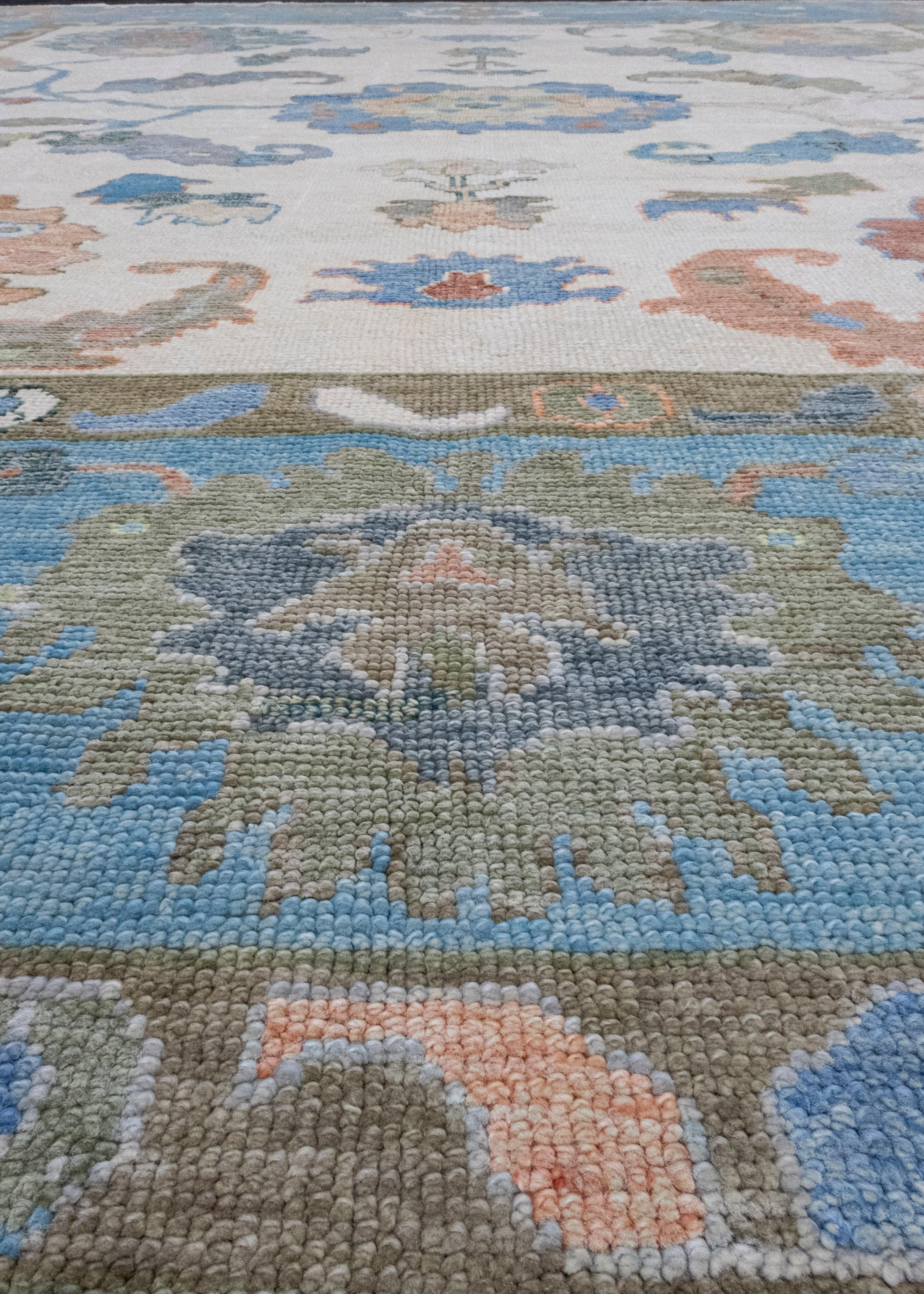 Wool Square Turkish Oushak Rug 10'5