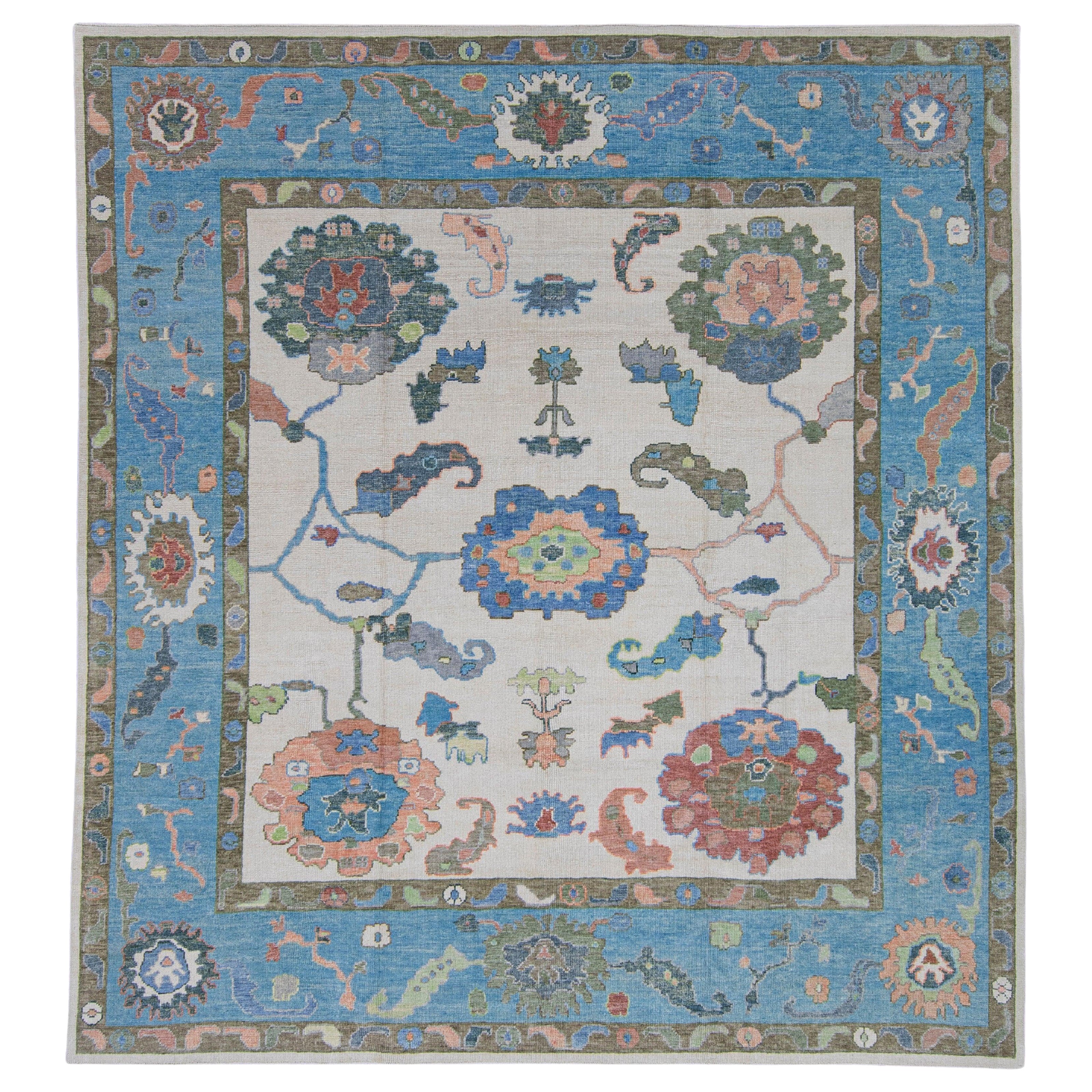 Quadratischer türkischer Oushak-Teppich 10'5" x 11'4" #16734