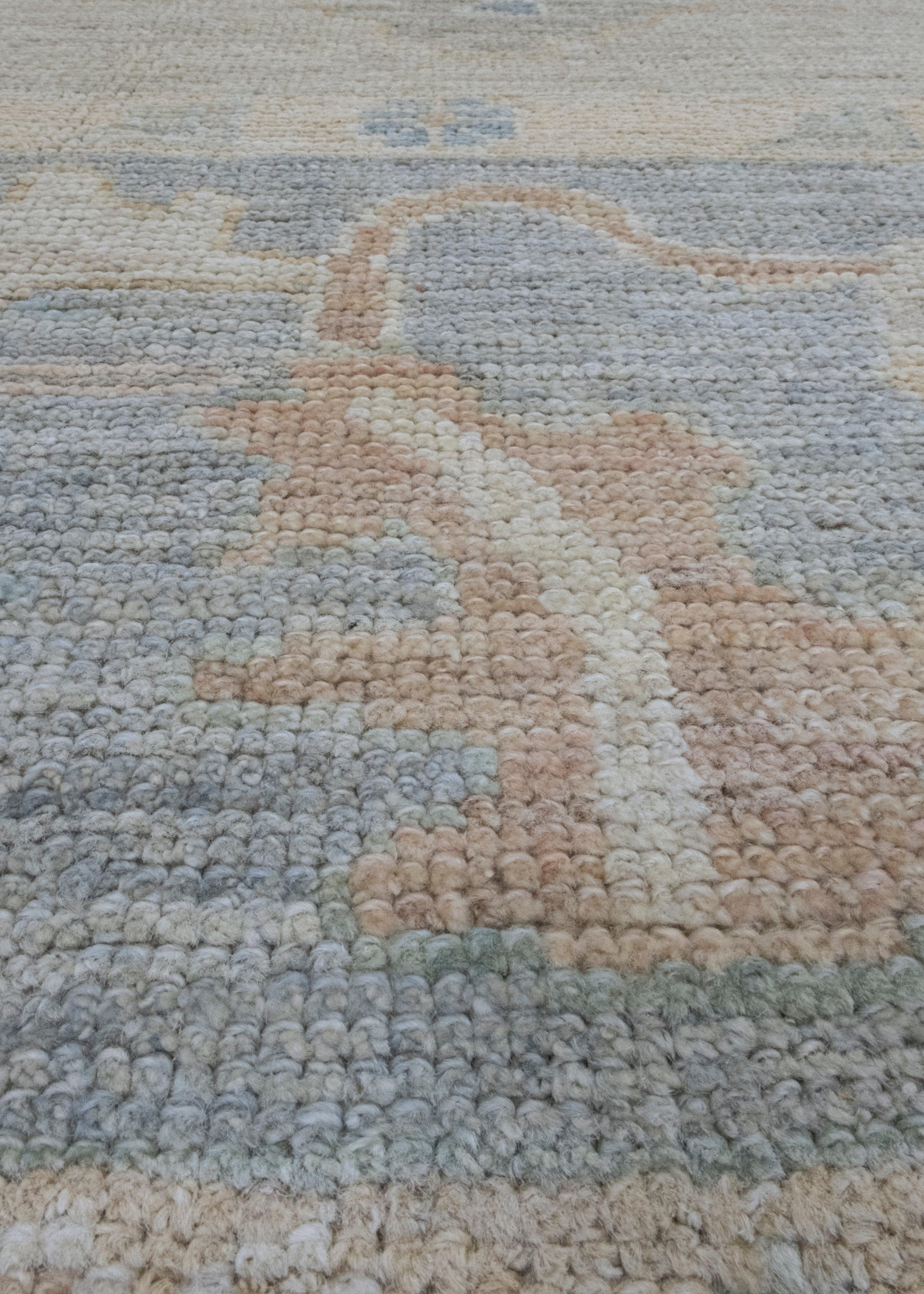 Contemporary Square Turkish Oushak Rug 10'6