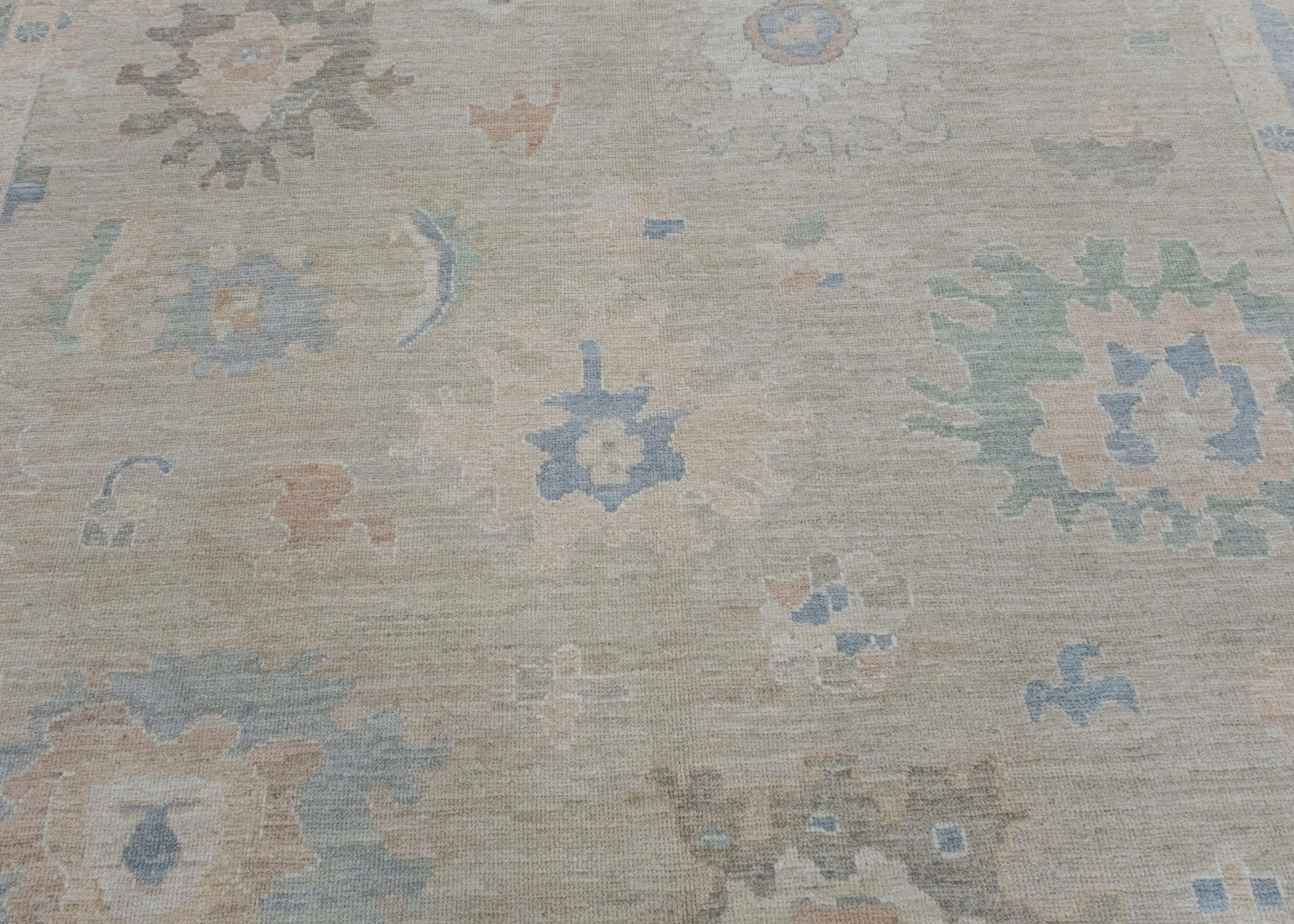 Wool Square Turkish Oushak Rug 10'6