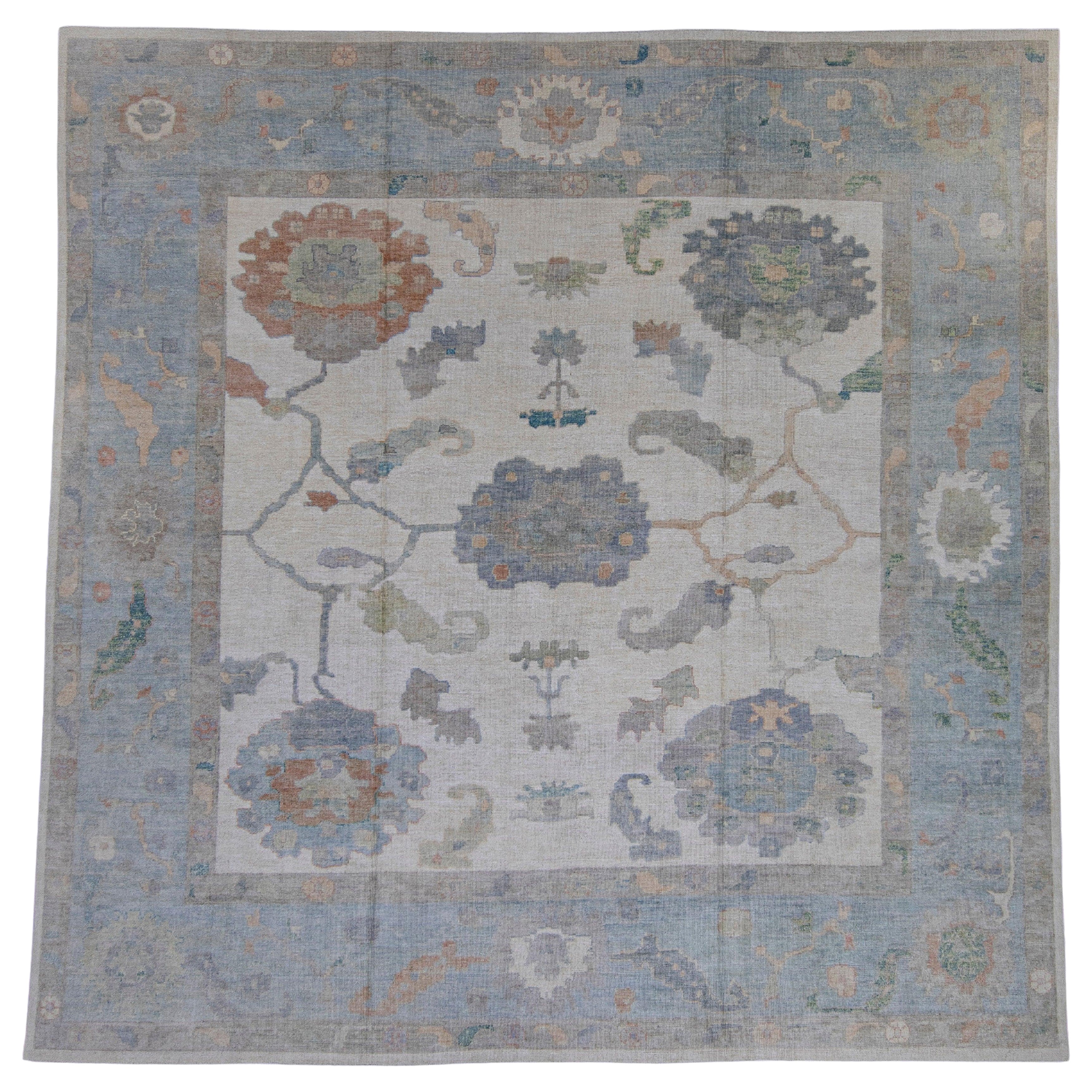 Quadratischer türkischer Oushak-Teppich 11'10" x 12' #16613