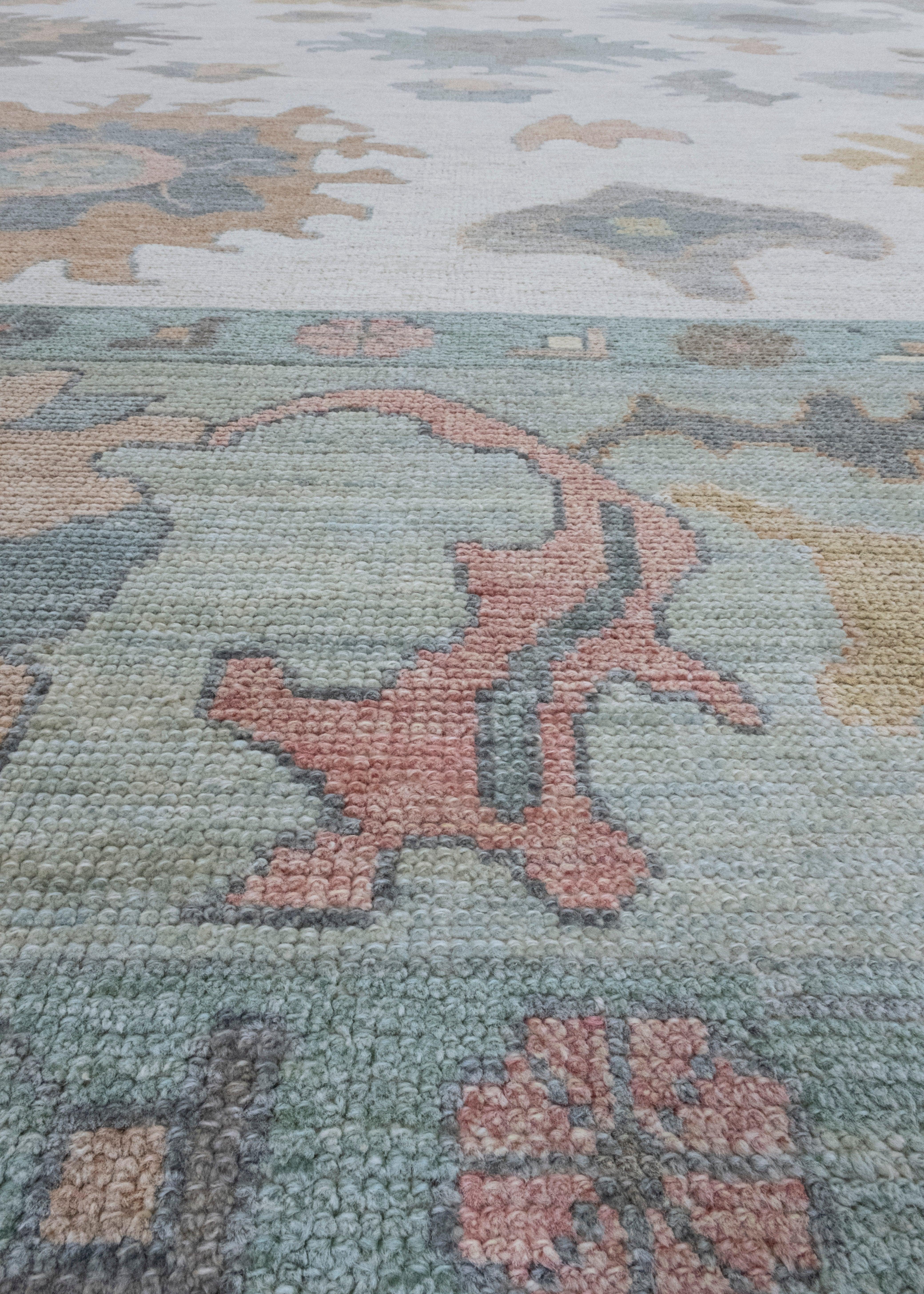 Contemporary Square Turkish Oushak Rug 11'7