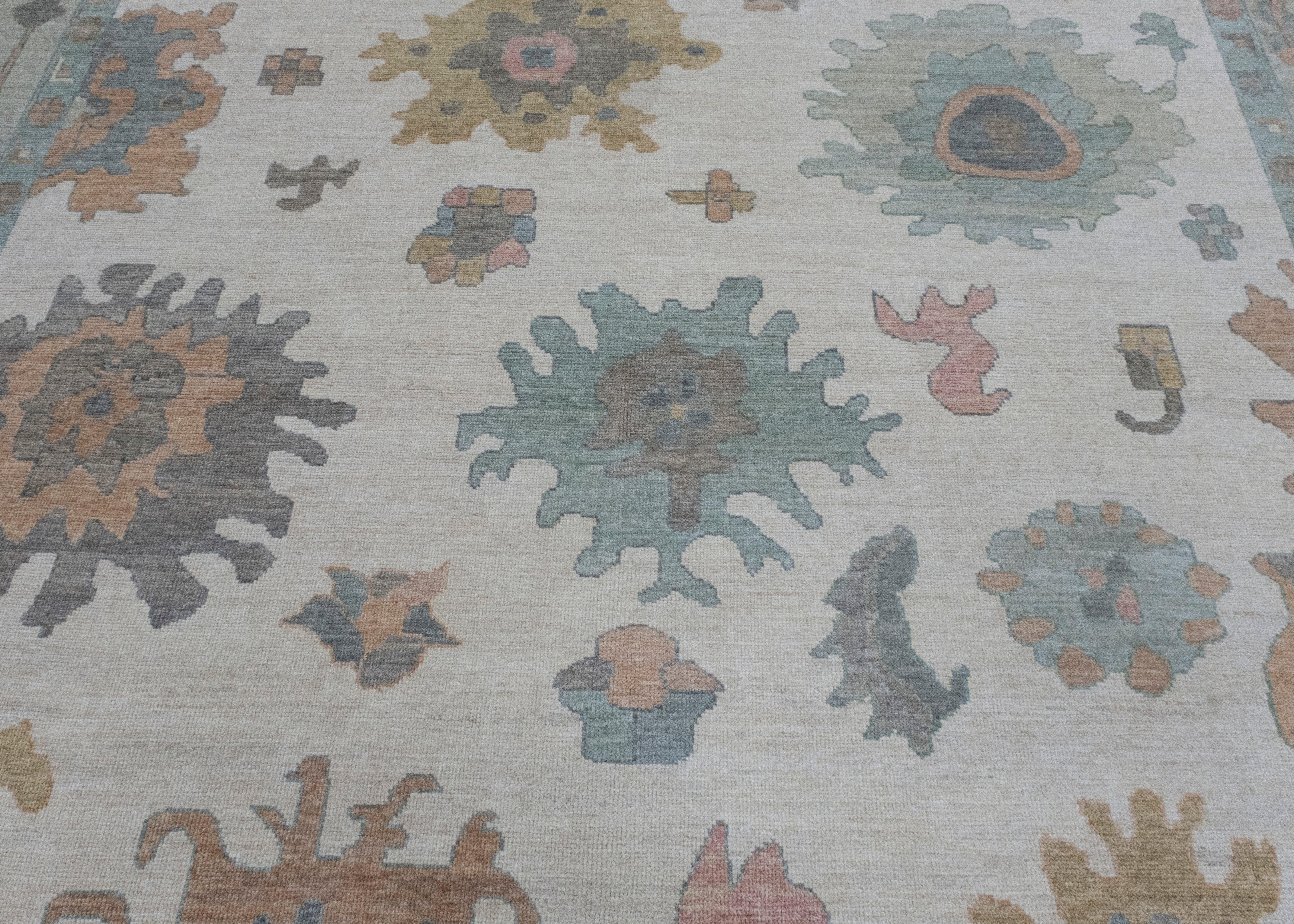 Wool Square Turkish Oushak Rug 11'7
