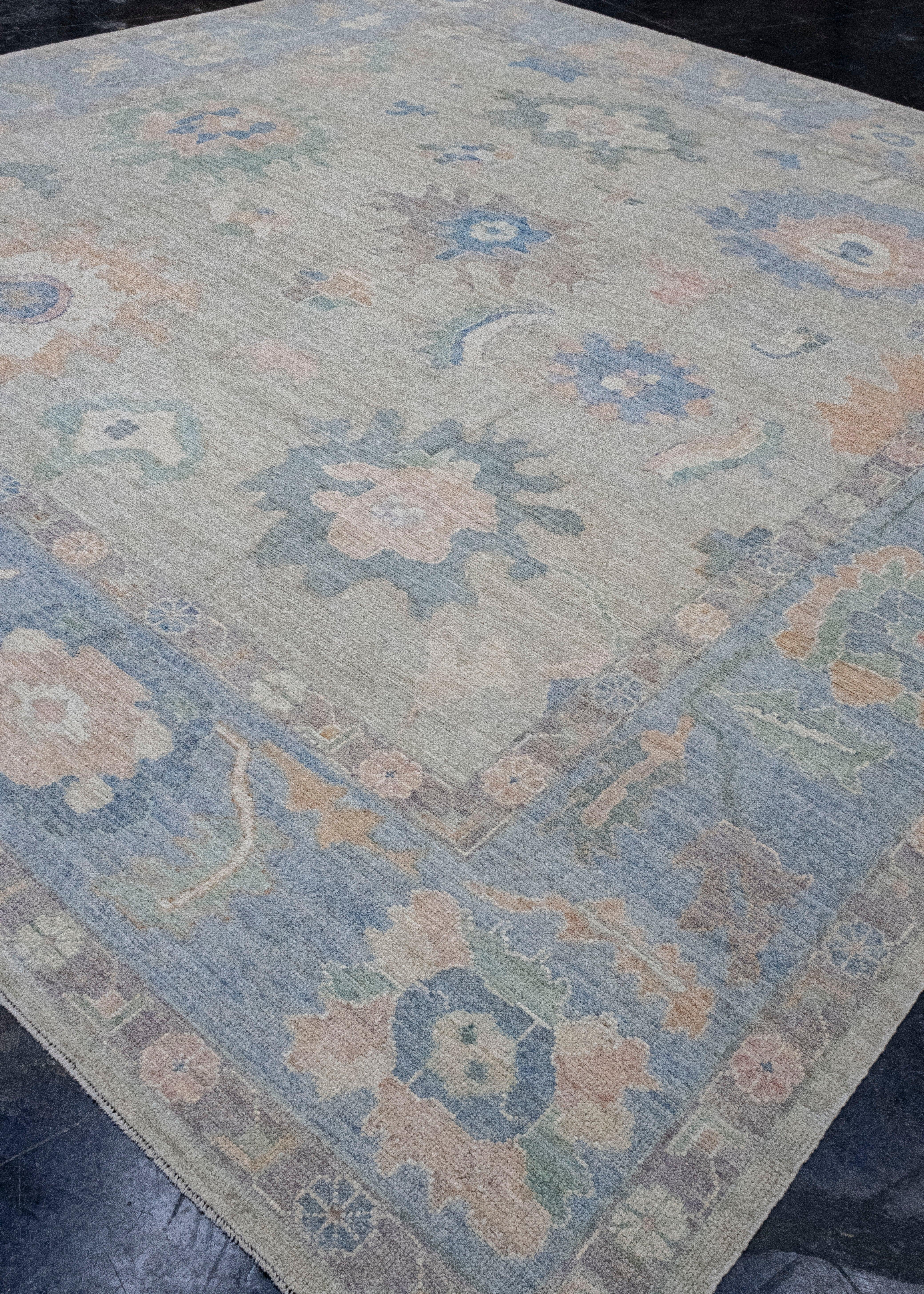 Quadratischer türkischer Oushak-Teppich 12' x 12'7
