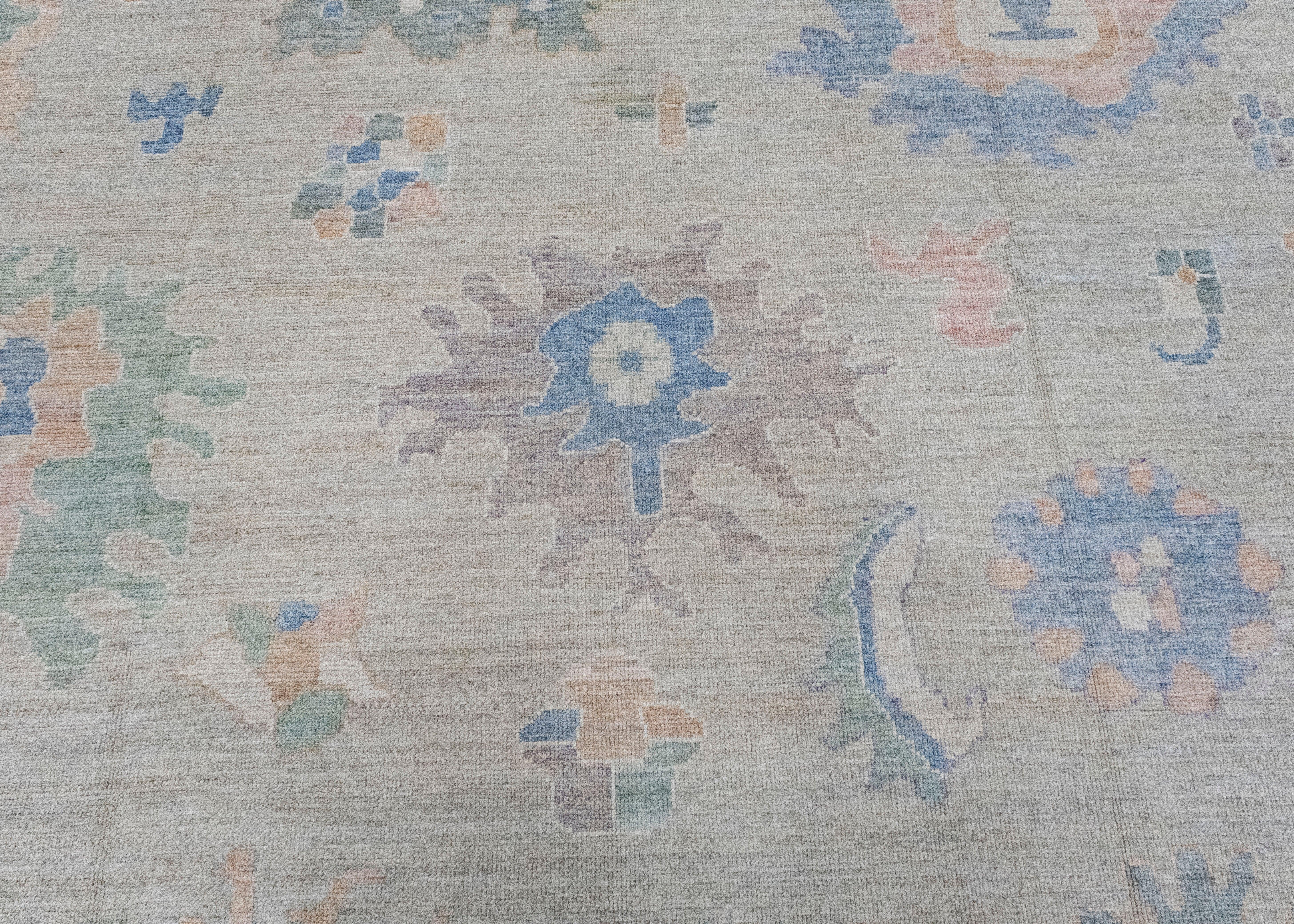 Quadratischer türkischer Oushak-Teppich 12' x 12'7