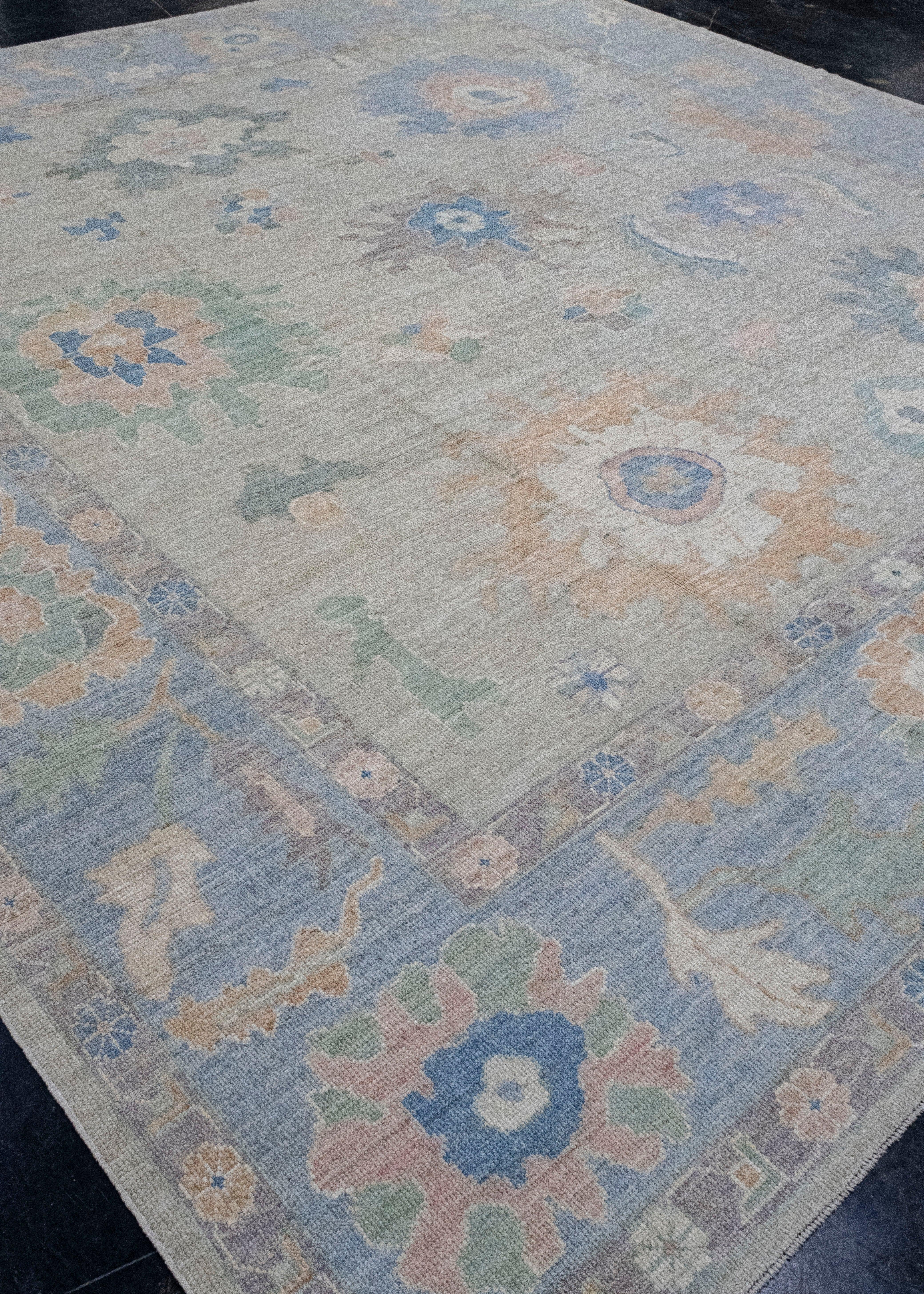 Quadratischer türkischer Oushak-Teppich 12' x 12'7