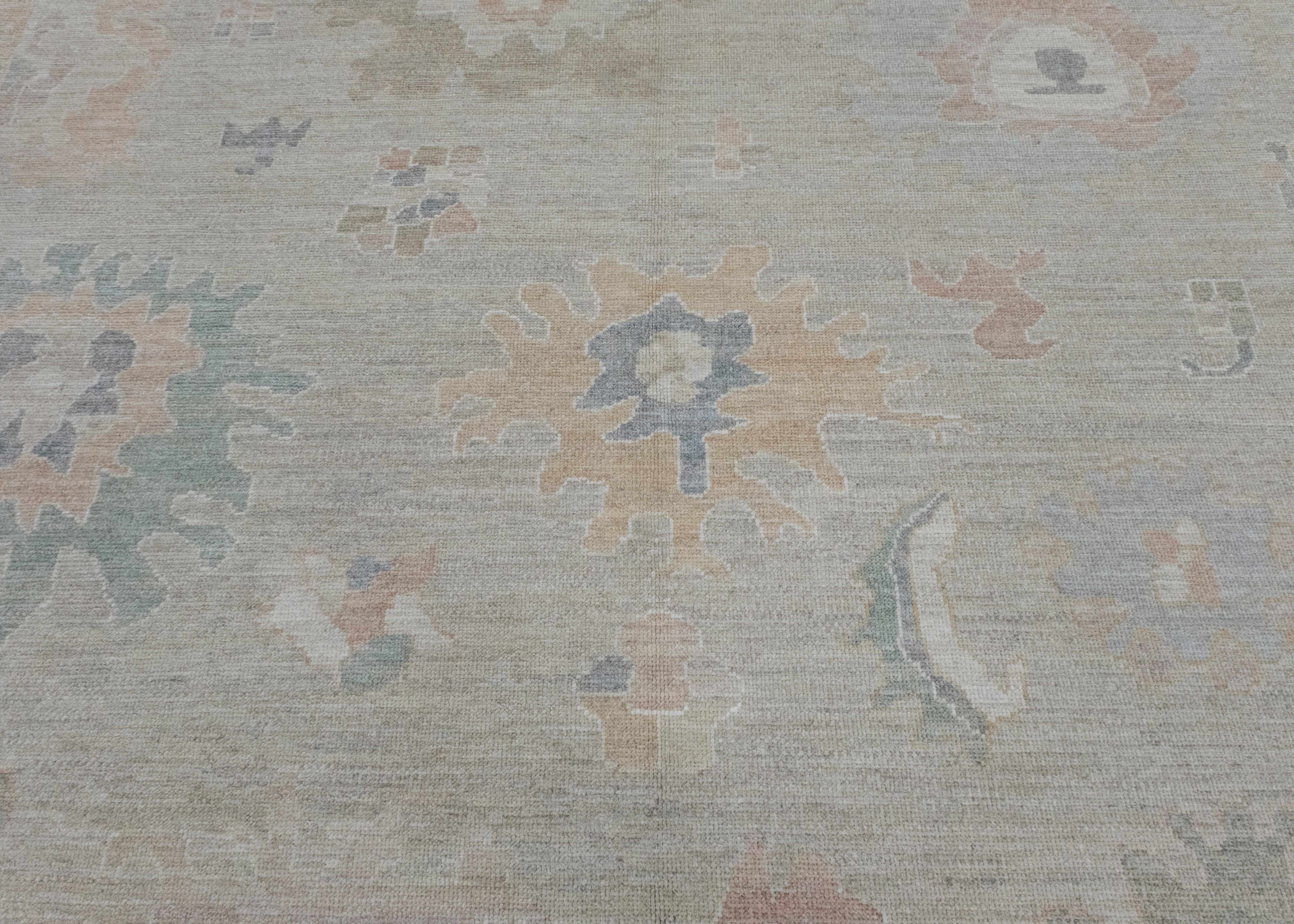 Wool Square Turkish Oushak Rug 12'1