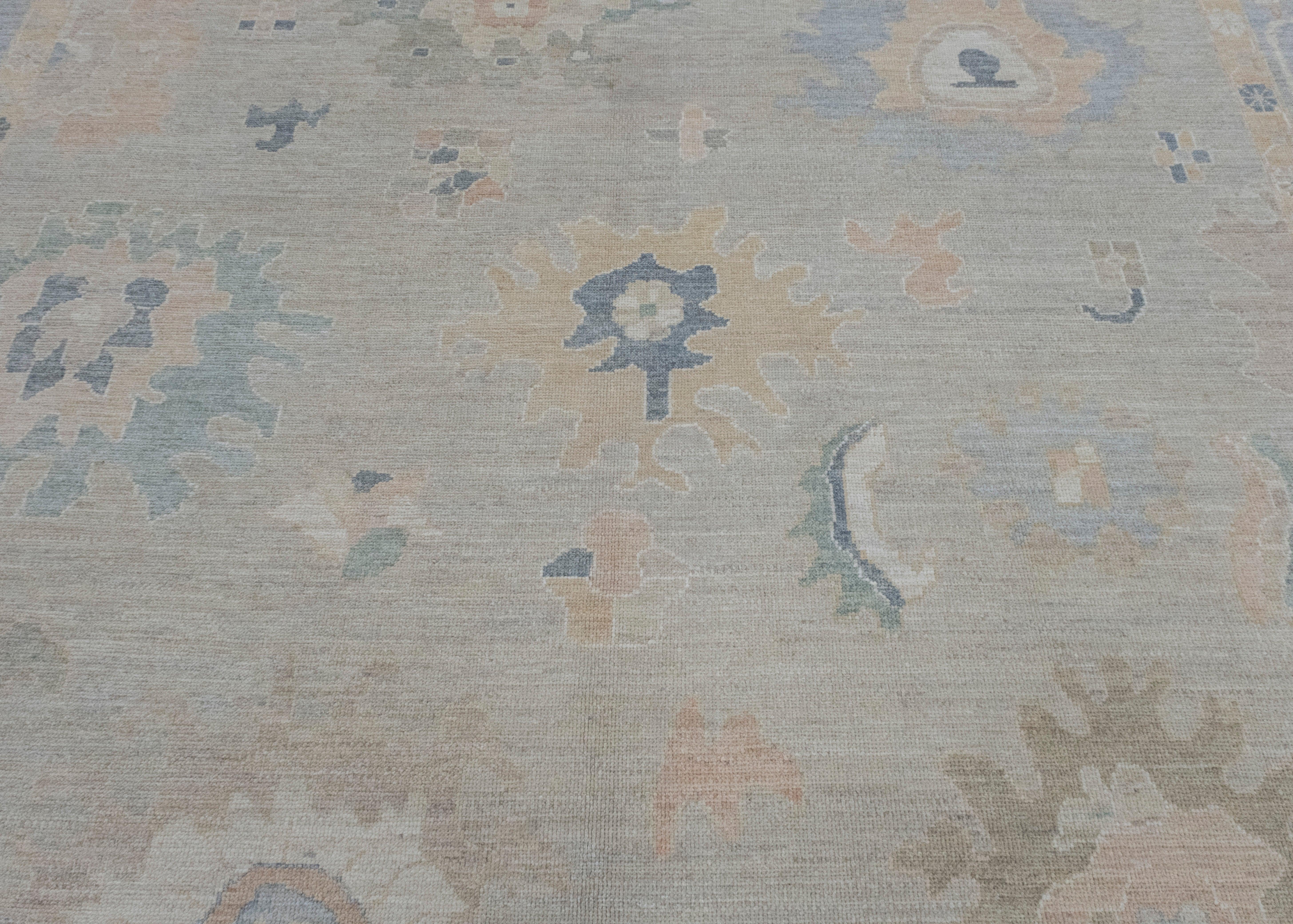 Wool Square Turkish Oushak Rug 12'3