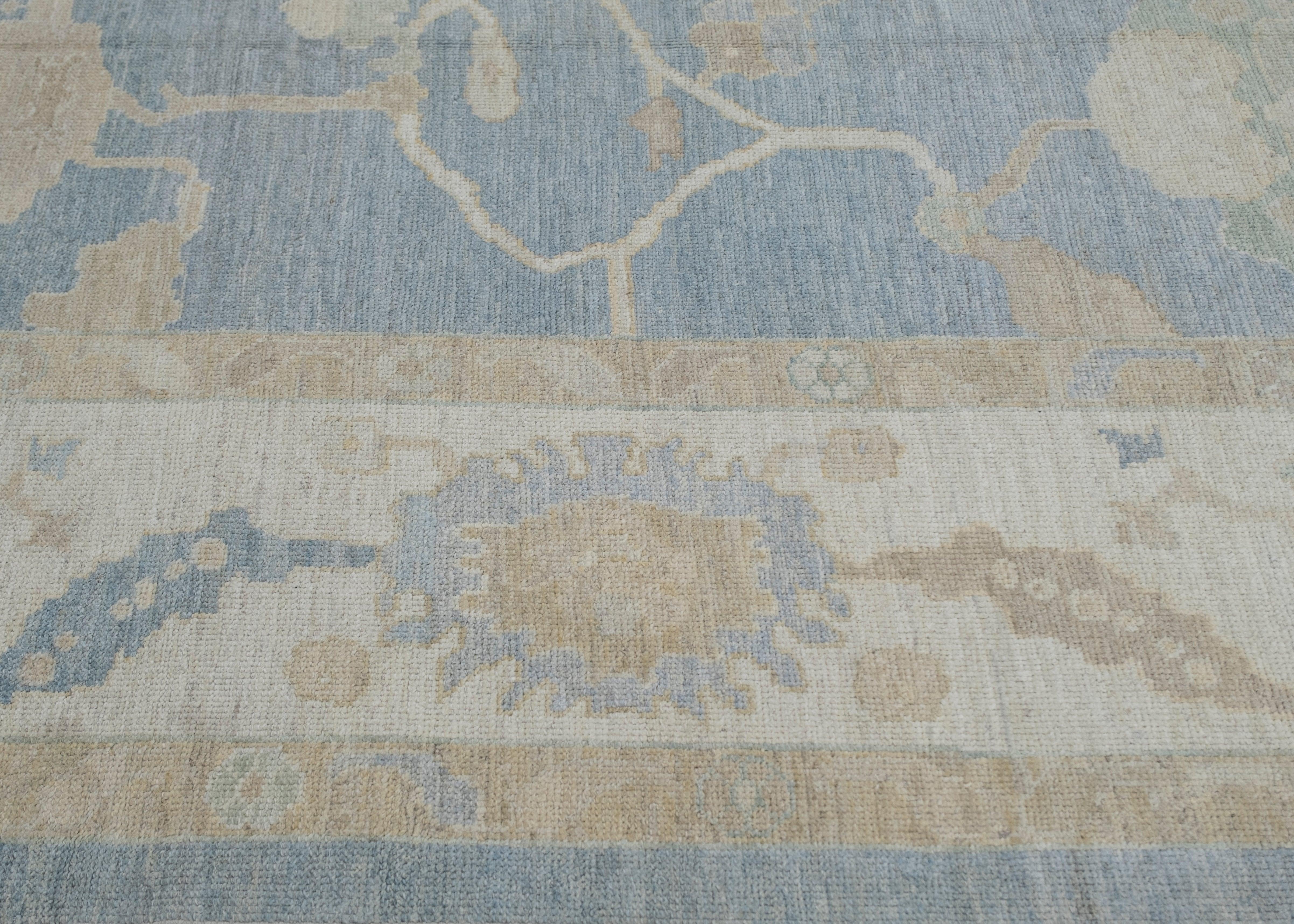 Hand-Knotted Square Turkish Oushak Rug 9'10