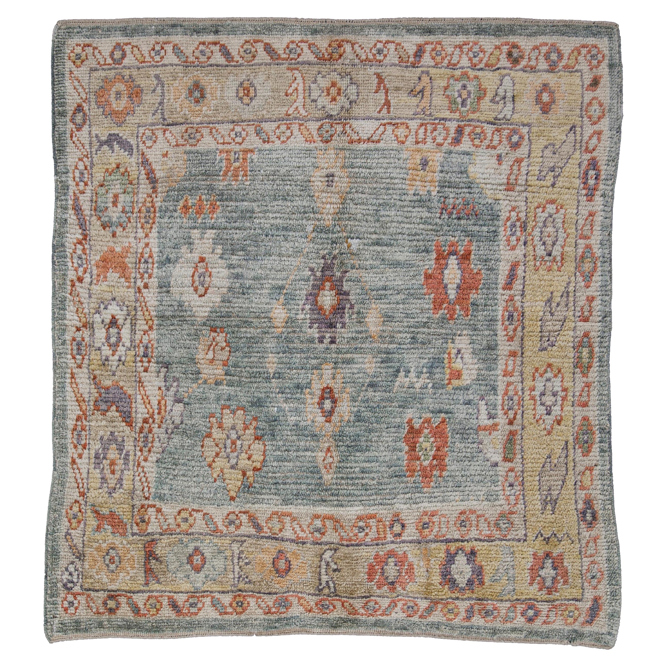 Square Turkish Oushak Rug Oriental Handmade 5'4" x 5'10" #4595 For Sale