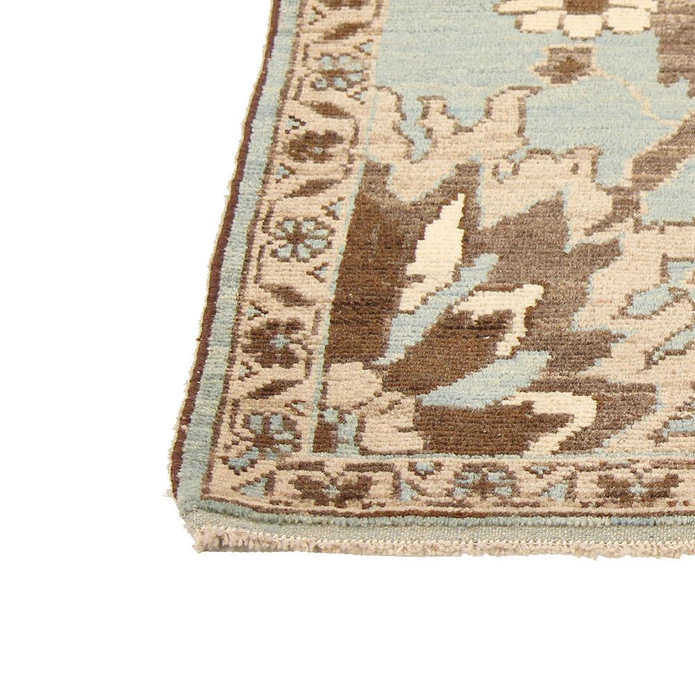 Square Turkish Sultanabad Style Rug with Ivory and Brown Botanical Details In New Condition For Sale In Dallas, TX