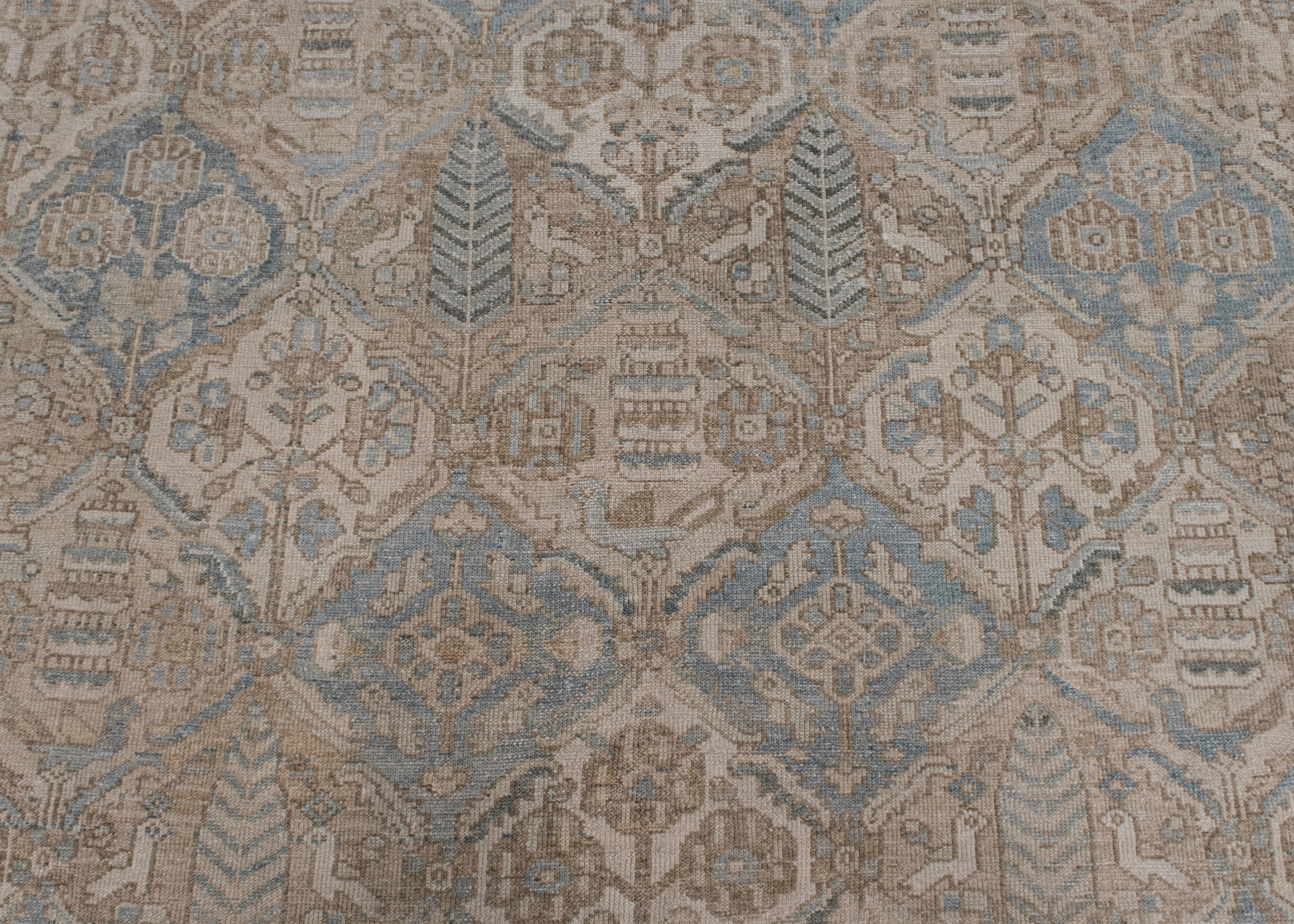 Quadratischer türkischer Oushak-Teppich im Vintage-Stil, orientalisch, handgefertigt, 10'2