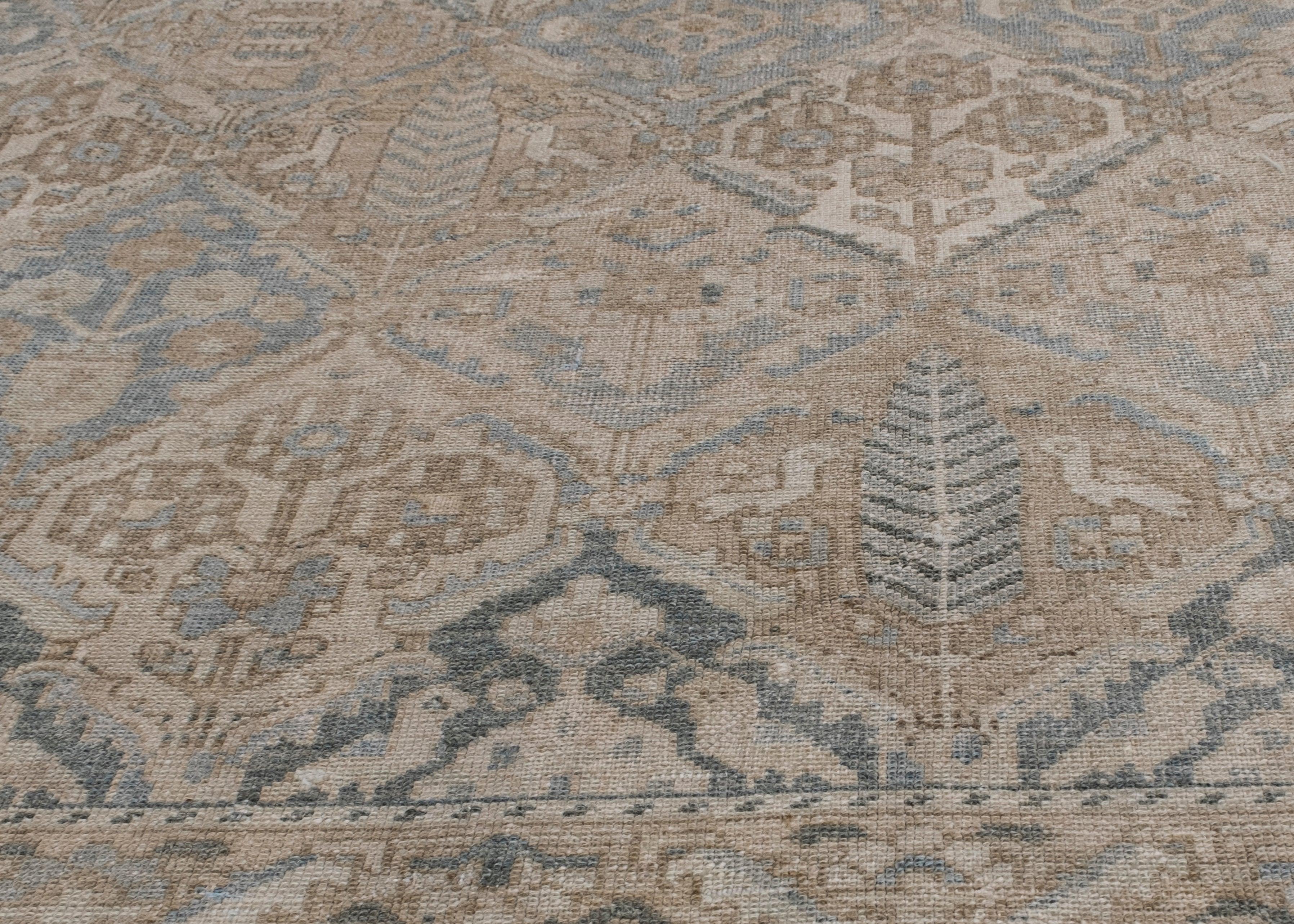 Quadratischer türkischer Oushak-Teppich im Vintage-Stil, orientalisch, handgefertigt, 10'2