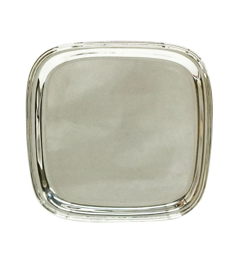Square Two Rimmed Silver Tray by M.H. Wilkens & Söhne, Germany