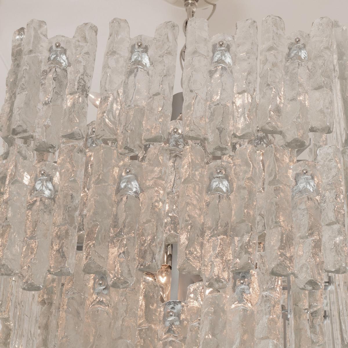 Austrian Square Two-Tier Chandelier Composed of Ice Inspired Glass Elements
