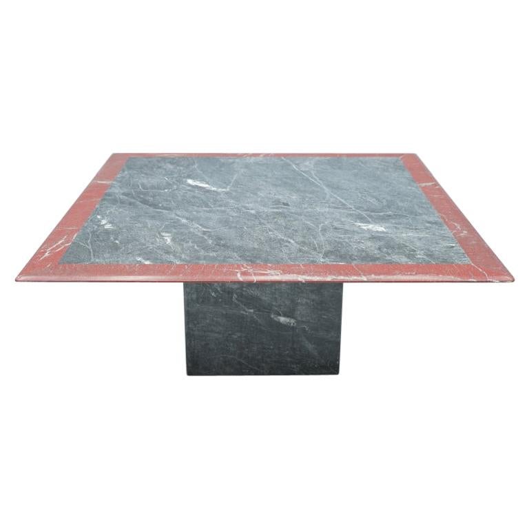 Square Two-Tone Marble Coffee Table, 1970s For Sale