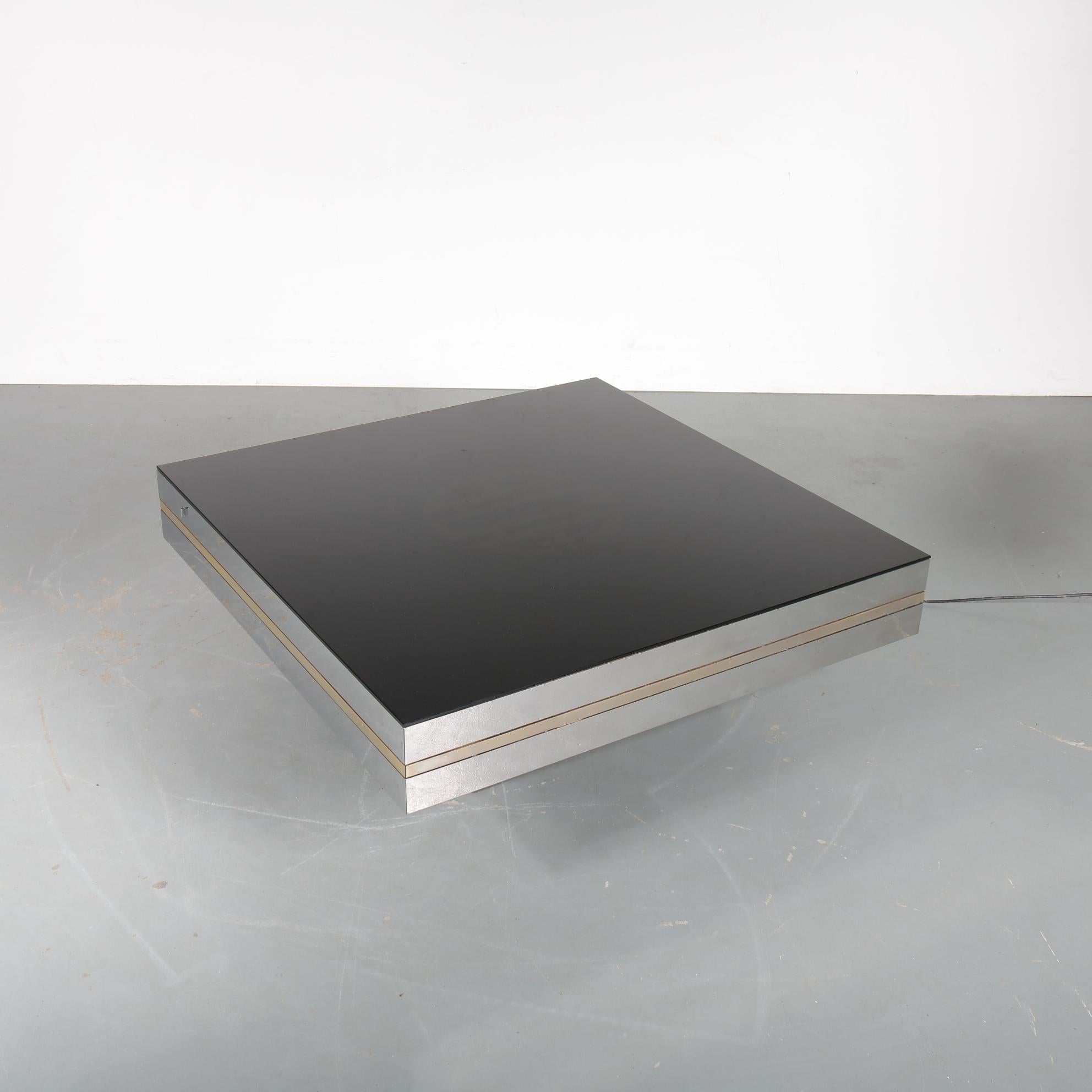 Metal Square Uplighter Coffee Table in the Style of Maria Sabot, Belgium, 1970 For Sale