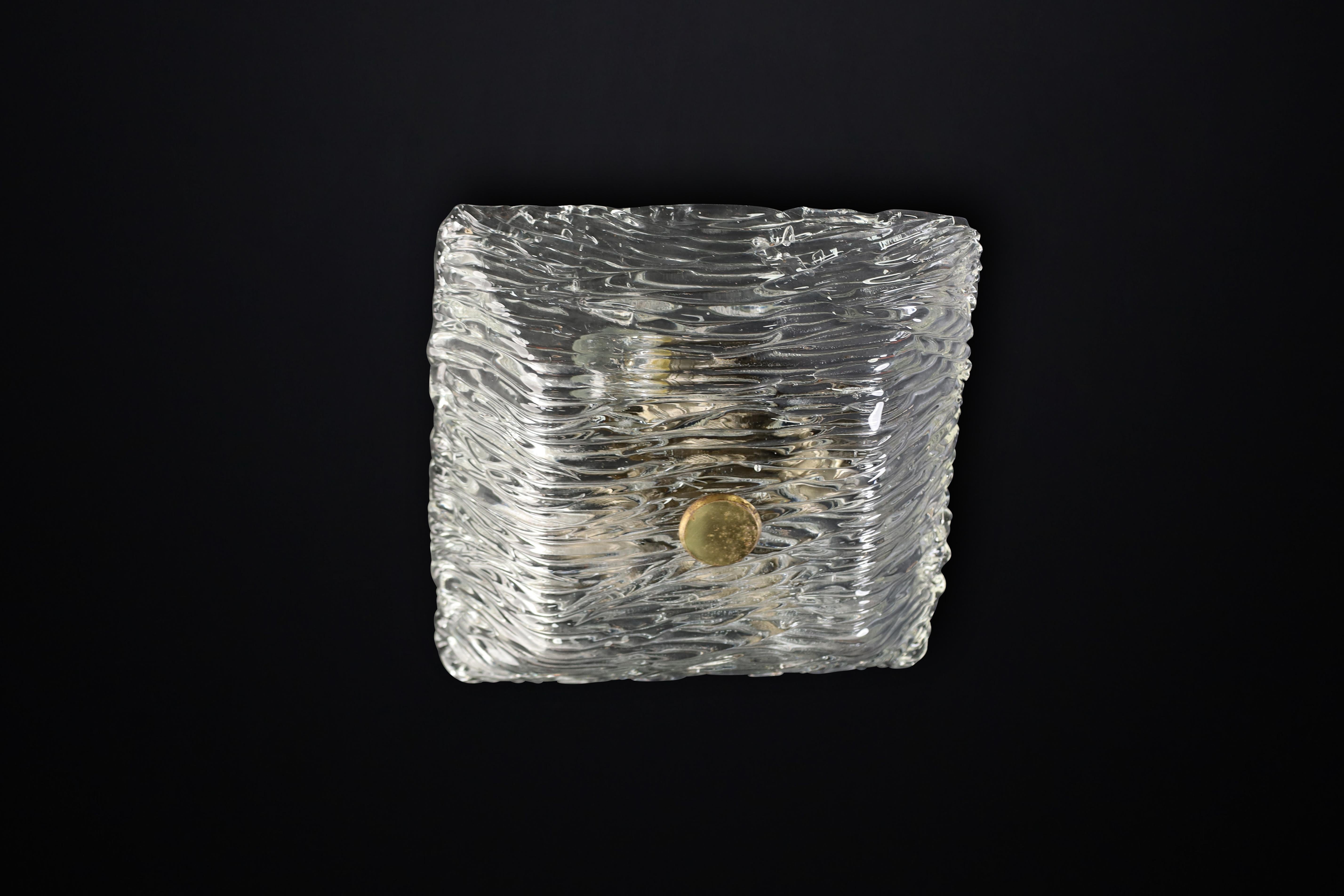 Square Venini Murano Flush Mount Wall lights from the Bambù series,  Italy 1950 For Sale 6