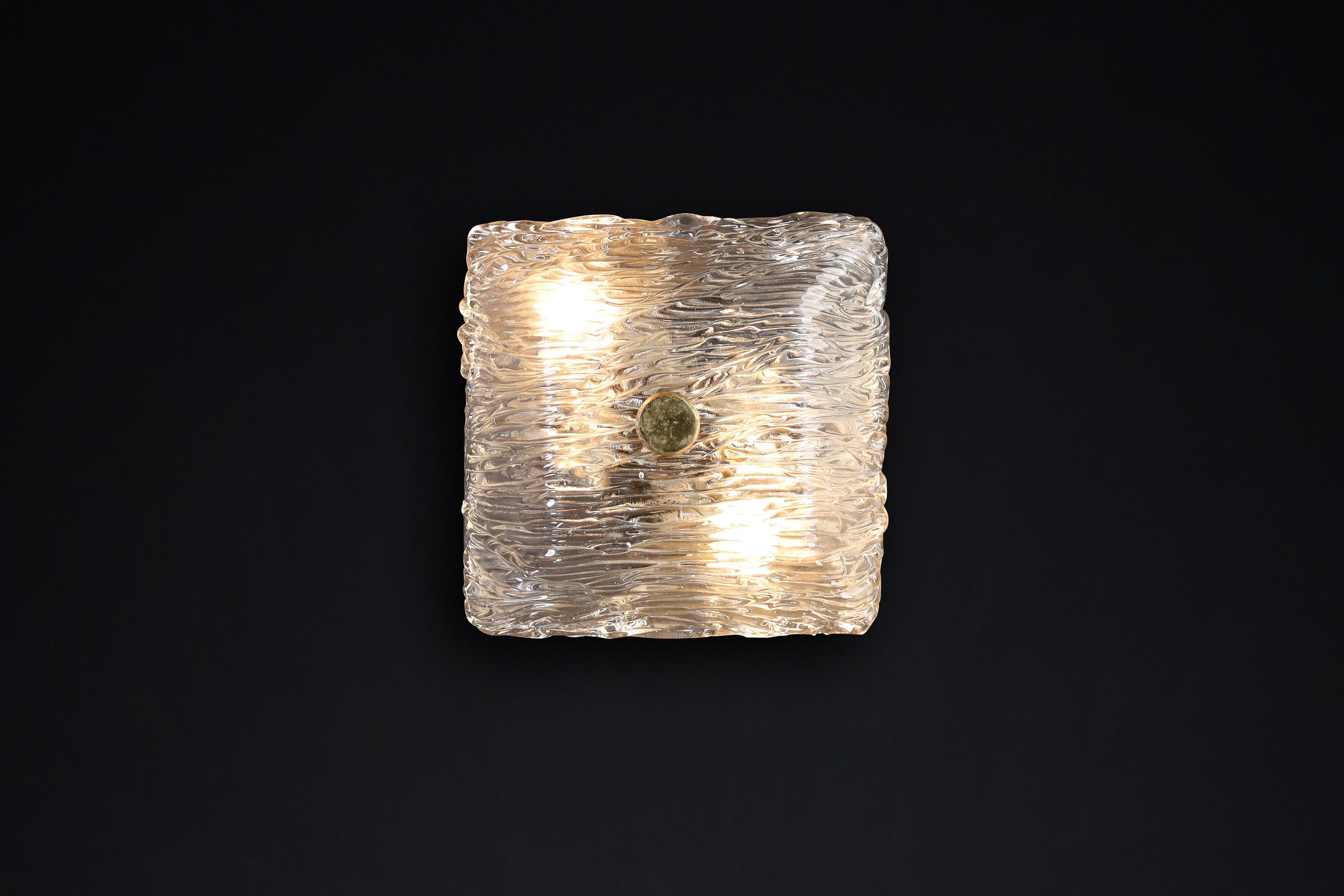 Mid-20th Century Square Venini Murano Flush Mount Wall lights from the Bambù series,  Italy 1950 For Sale