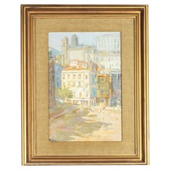 Square View with Cathedral Painting by Mello Junior , 20th Century 