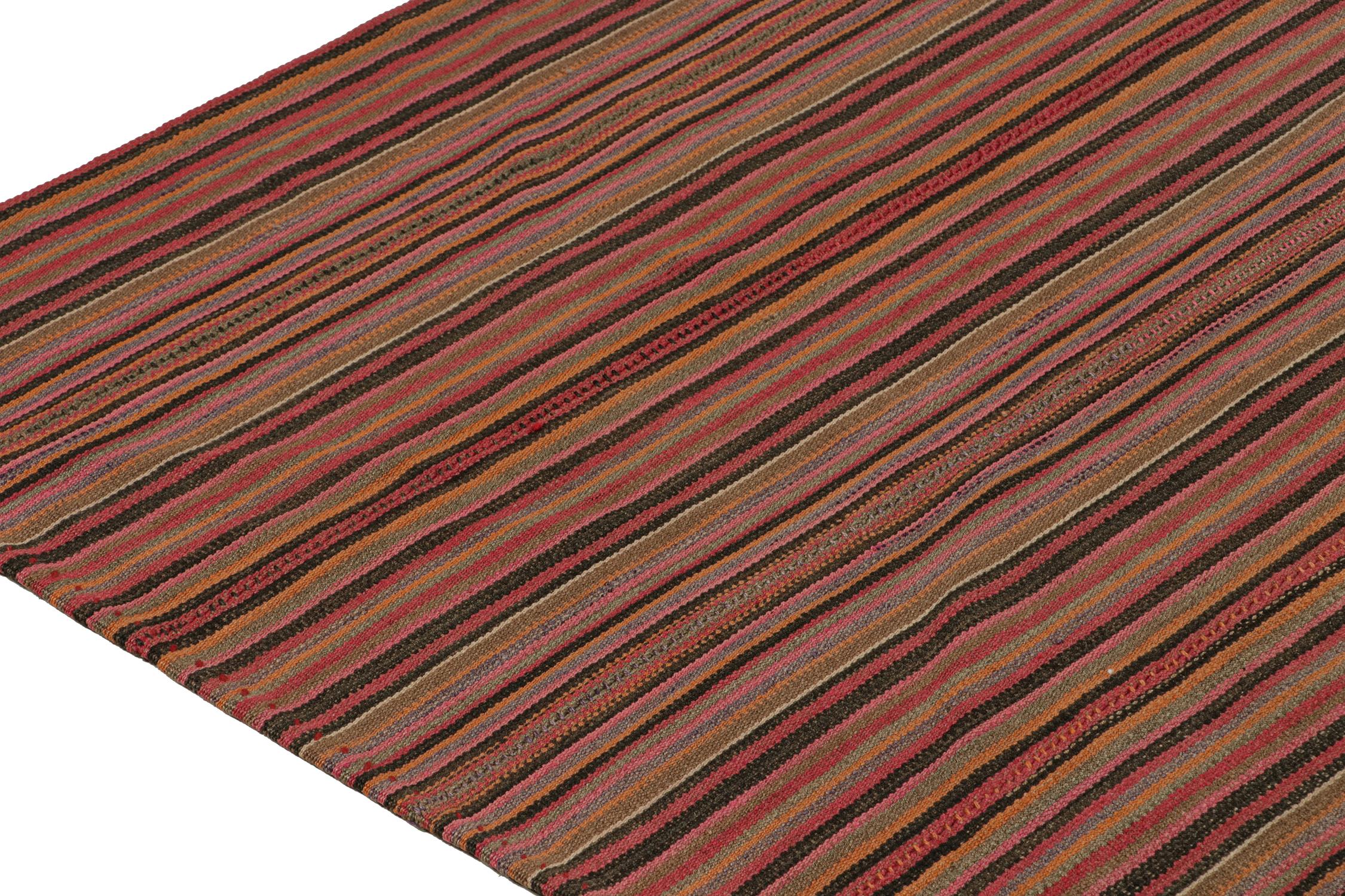 Square Vintage Bidjar Persian Jajim Kilim in Multicolor Stripes by Rug & Kilim In Good Condition For Sale In Long Island City, NY