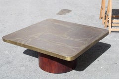 Square Vintage Brutalist Etched Brass Coffee Table Heinz Lilienthal 1960 Germany
