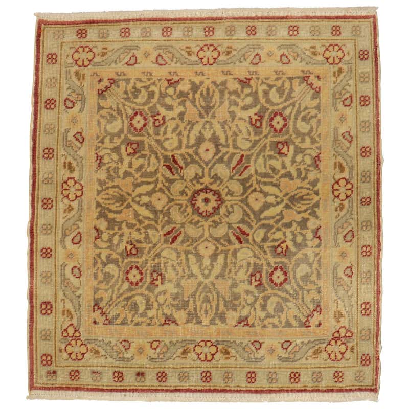 Vintage Square Overdyed Rug For Sale at 1stDibs