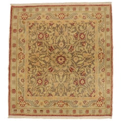 Square Vintage Turkish Brown Crimson Red 20th Century Rug