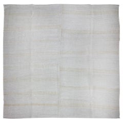Square Vintage Turkish Flat-Weave Hemp Rug  12'2 x 12'2