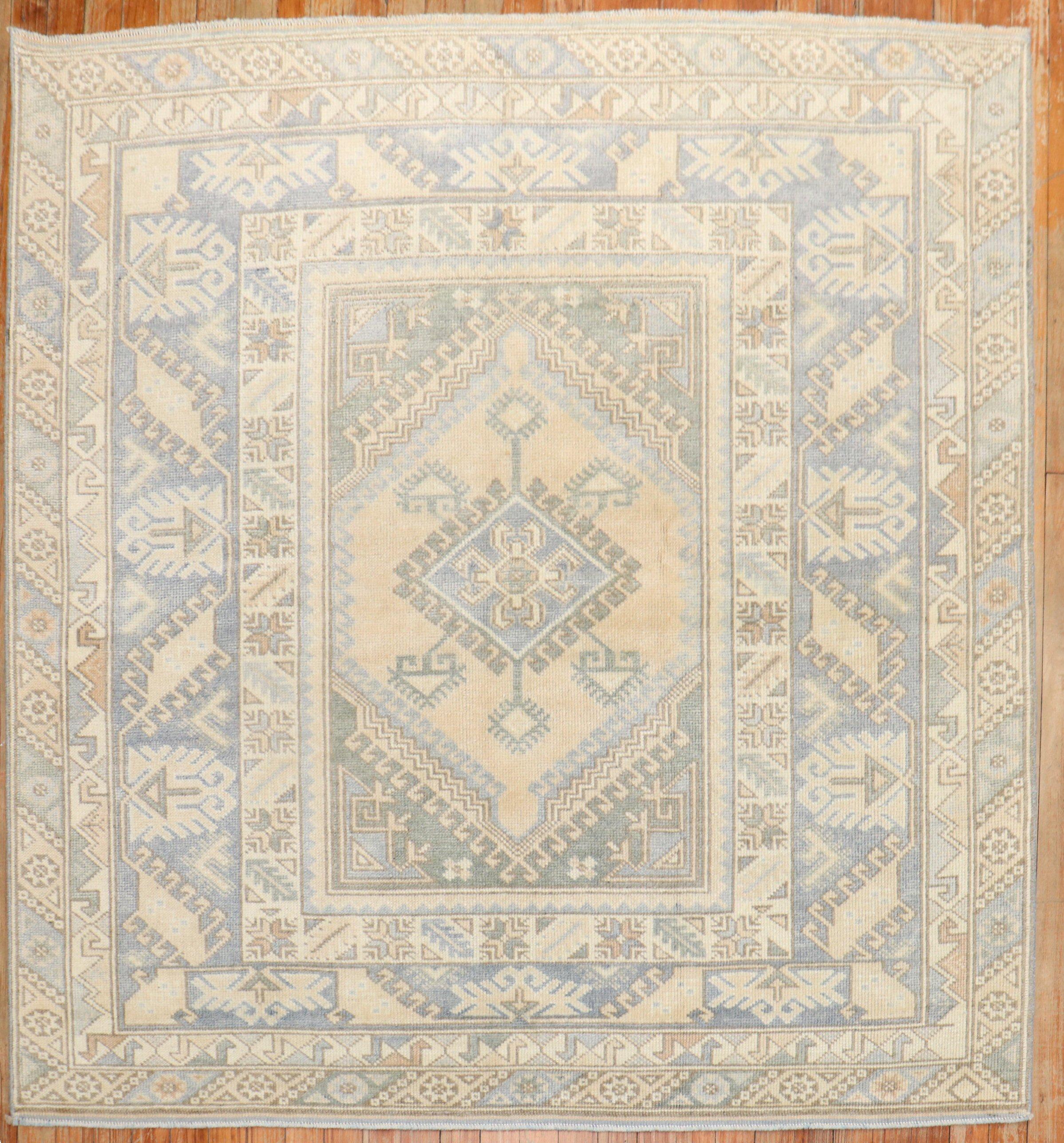 Highly decorative small square-shaped Vintage Turkish Konya Rug from the middle of the 20th century.

Measures: 5' x 5'1''