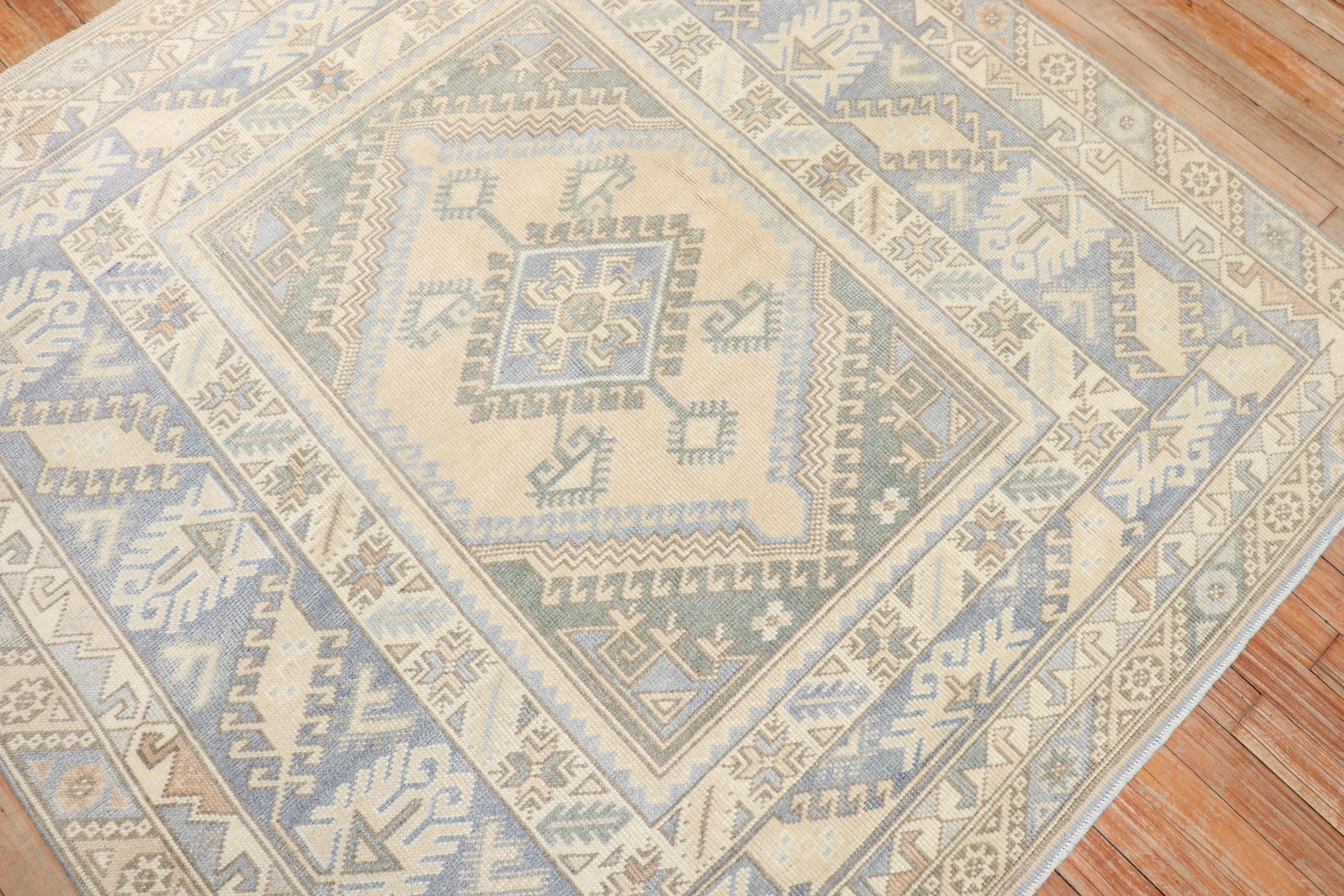 Square Vintage Turkish Konya Rug In Good Condition In New York, NY