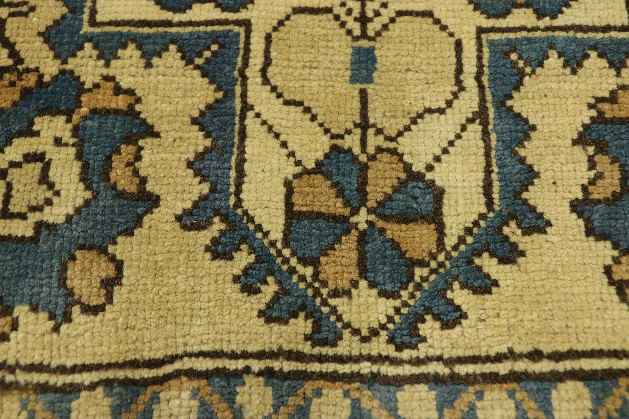 Square Vintage Turkish Oushak Rug In Good Condition For Sale In Dallas, TX