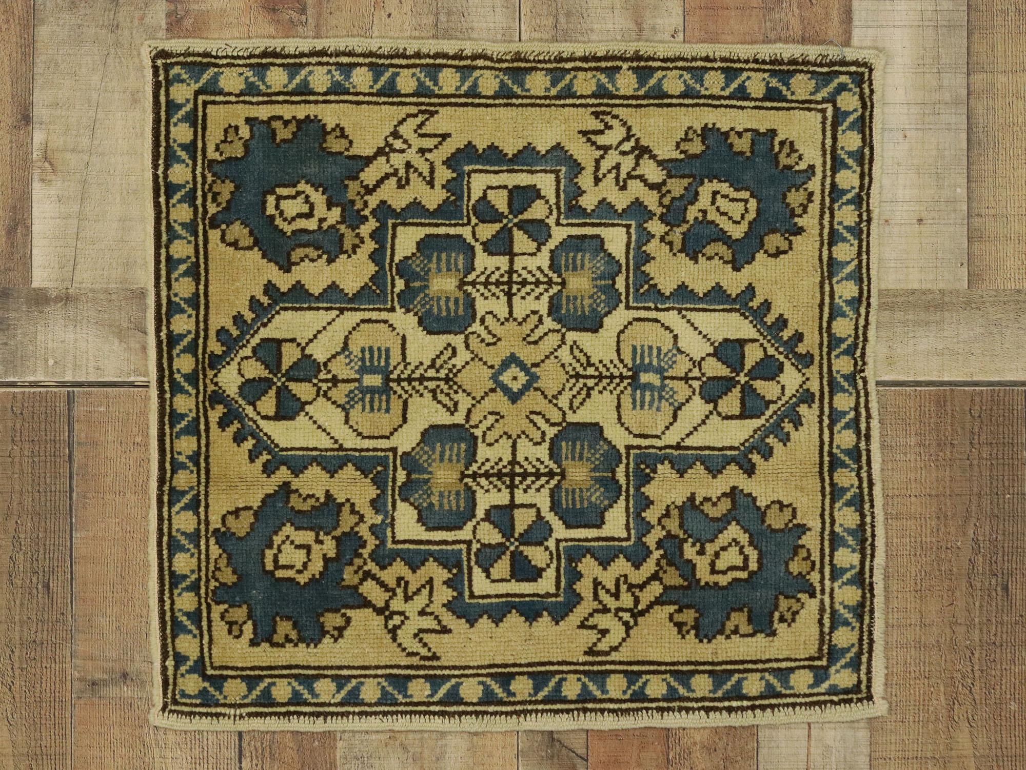 Square Vintage Turkish Oushak Rug For Sale 2